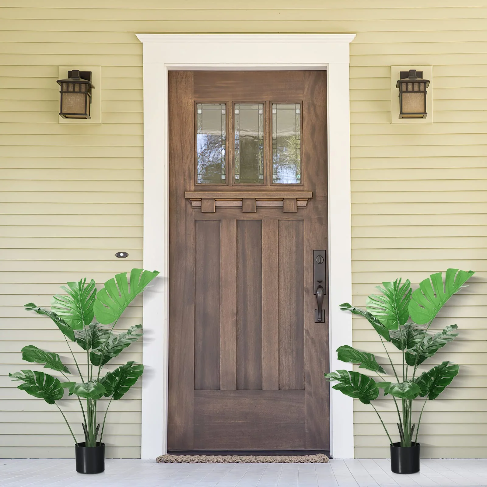 Goplus Artificial Monstera Deliciosa Plant, 4ft Tall Fake Tropical Palm Tree w/10 Pcs Different Turtle Leaves - Image 5