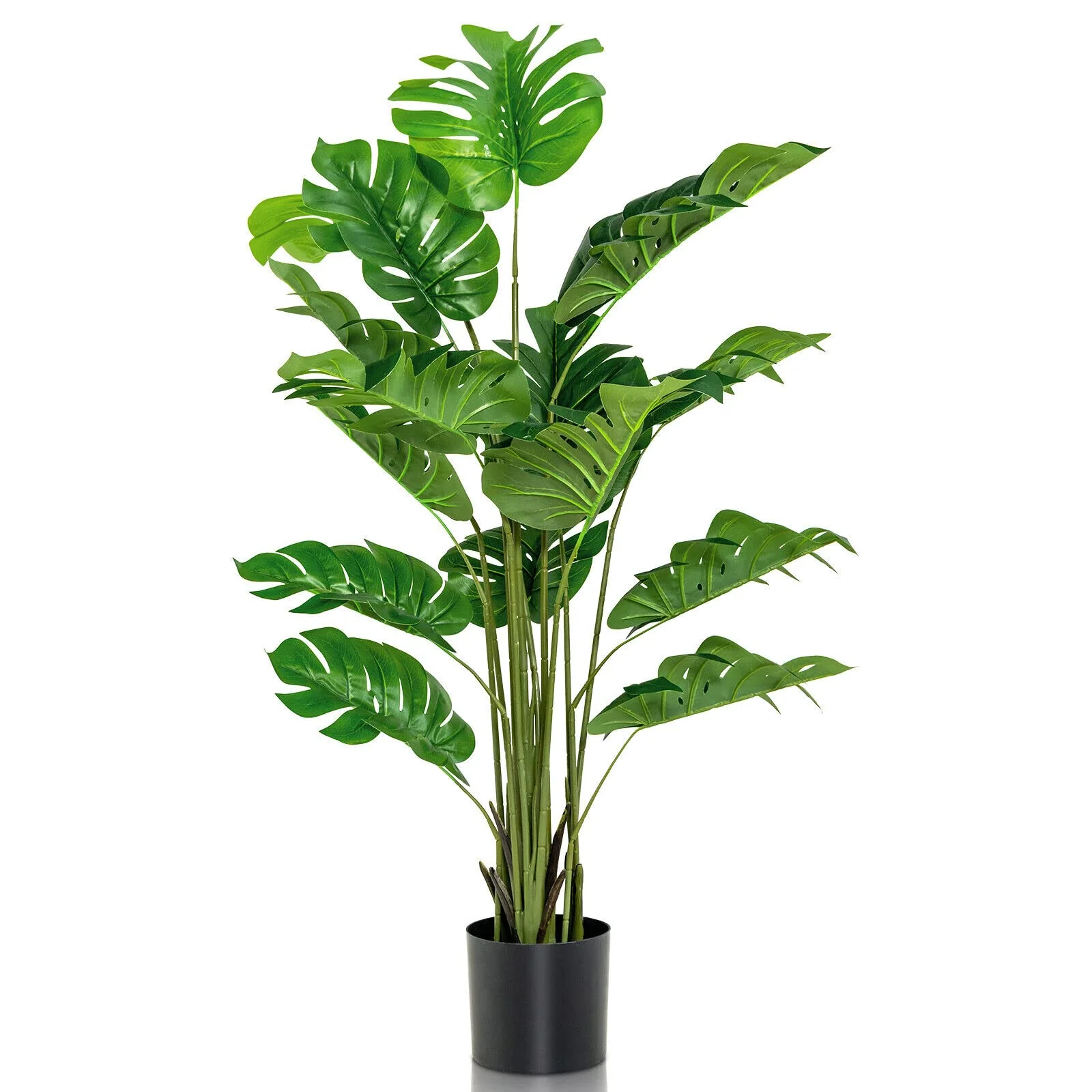 Goplus Artificial Monstera Deliciosa Plant, 5ft Tall Fake Tropical Palm Tree w/15 Pcs Different Turtle Leaves