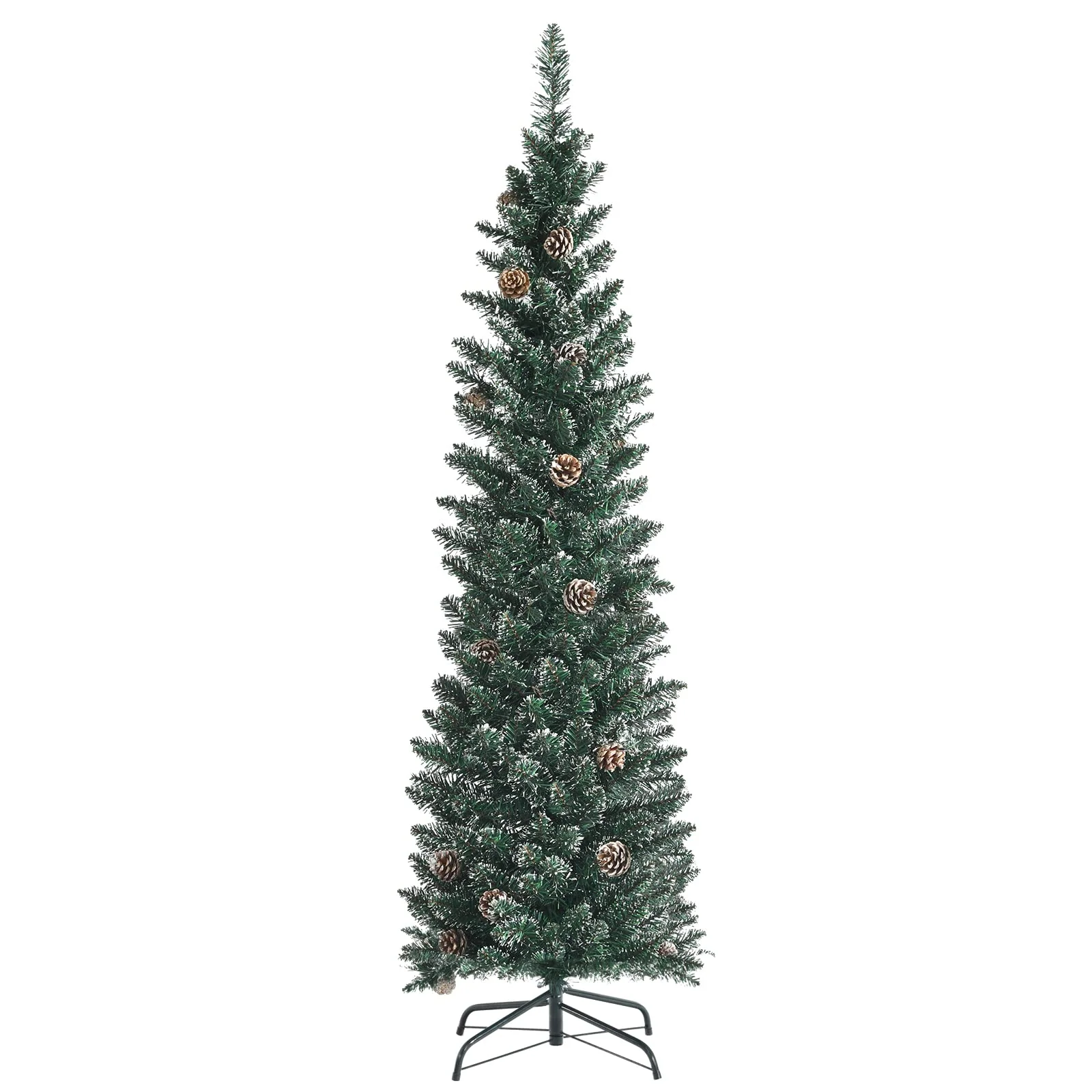 Goplus Artificial Pencil Christmas Tree, Snow Flocked Slim Xmas Tree