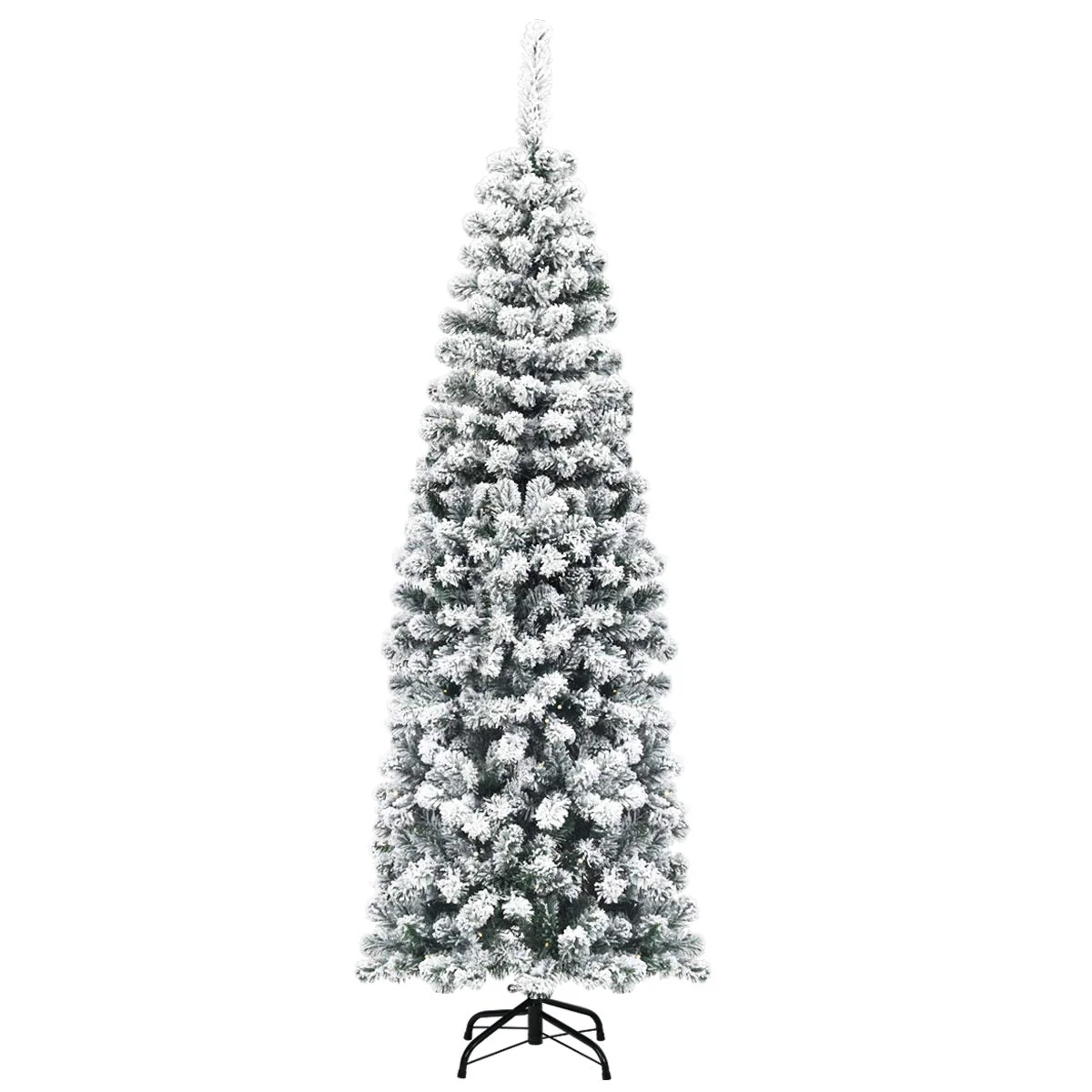 Goplus Artificial Snow Flocked Christmas Tree, Slim Xmas Snowy Tree for Indoor and Outdoor Use - Image 10