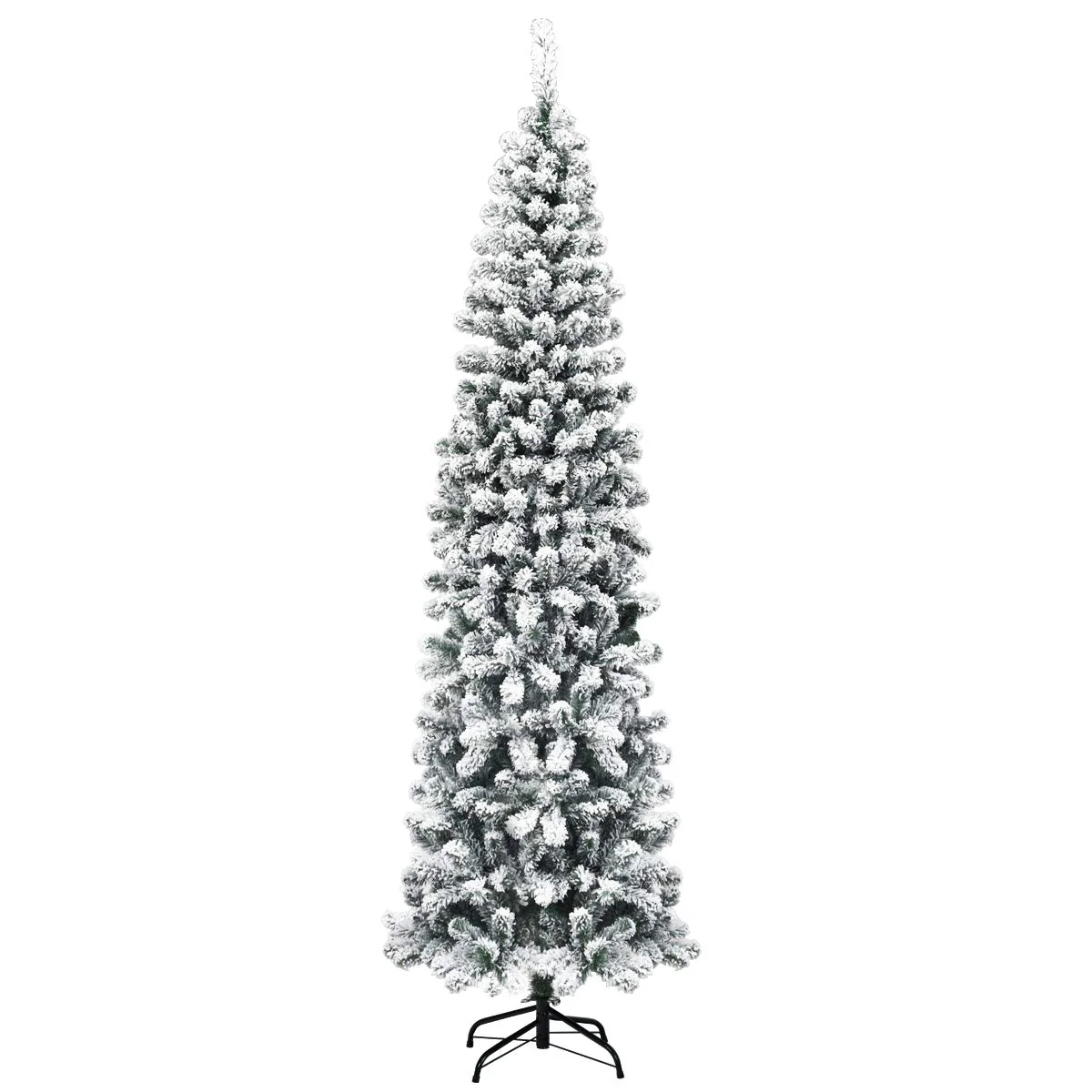 Goplus Artificial Snow Flocked Christmas Tree, Slim Xmas Snowy Tree for Indoor and Outdoor Use - Image 11