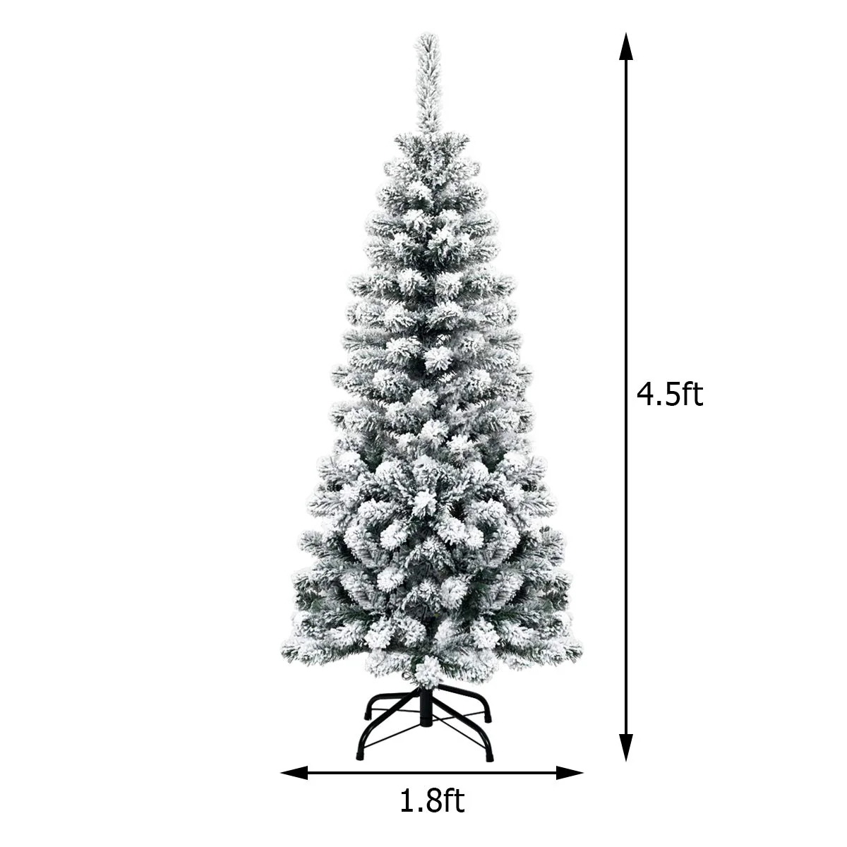 Goplus Artificial Snow Flocked Christmas Tree, Slim Xmas Snowy Tree for Indoor and Outdoor Use - Image 6