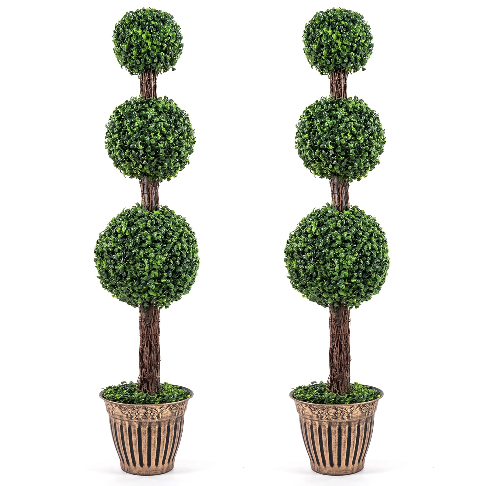 Goplus Artificial Triple Ball Boxwood Tree 4 FT Fake Topiary Tree(1/2) - Image 10