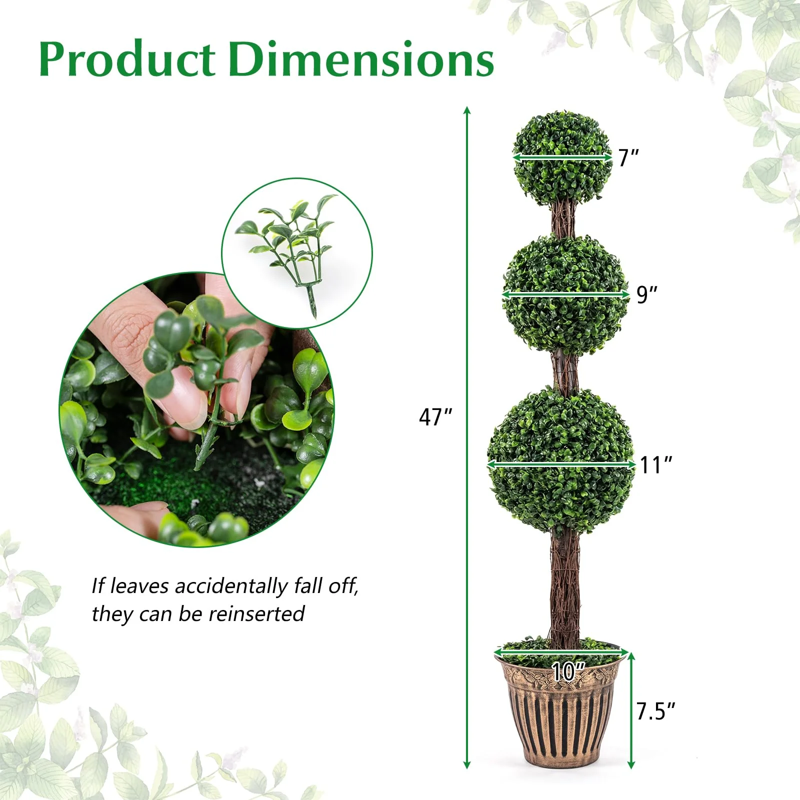 Goplus Artificial Triple Ball Boxwood Tree 4 FT Fake Topiary Tree(1/2) - Image 5