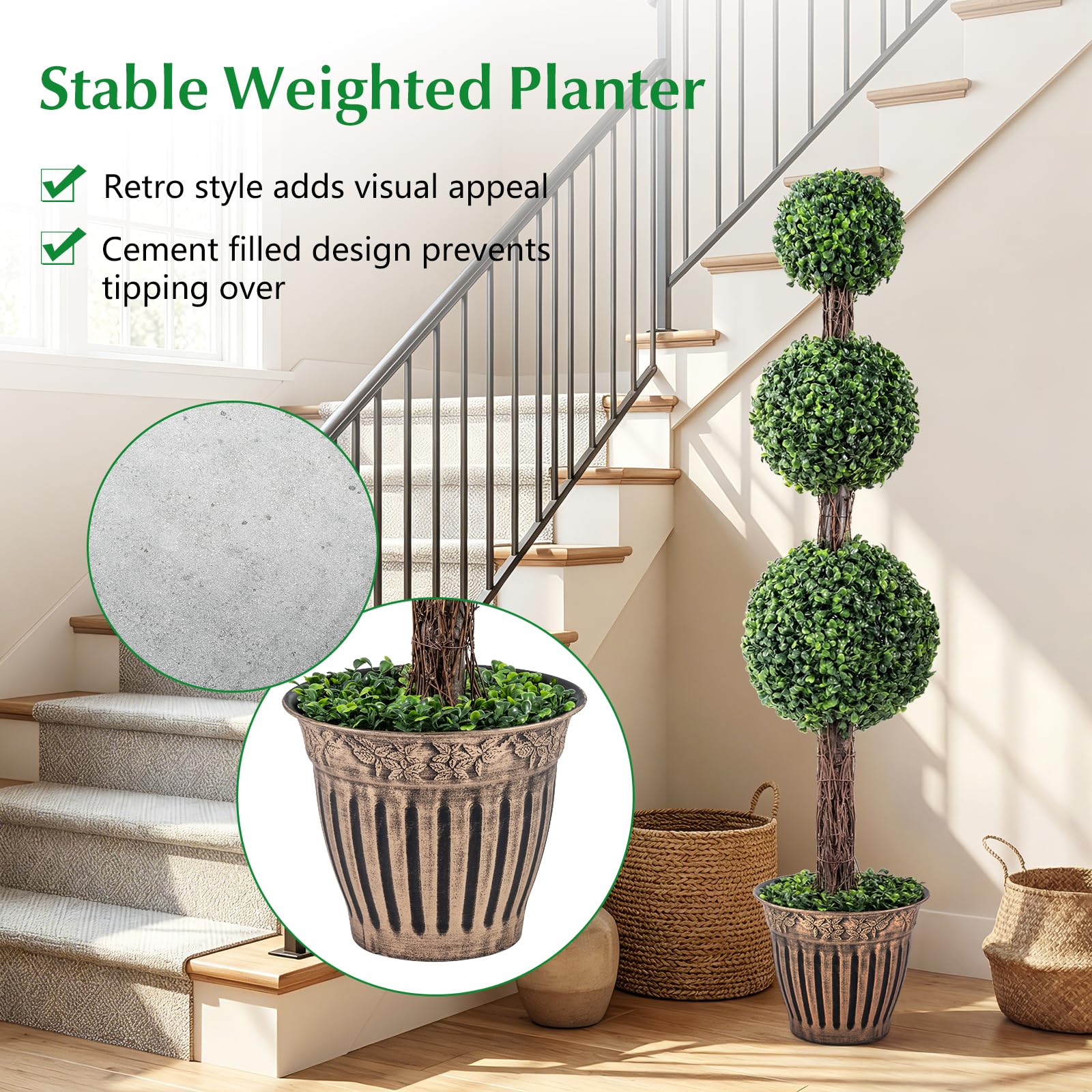 Goplus Artificial Triple Ball Boxwood Tree 4 FT Fake Topiary Tree(1/2) - Image 6