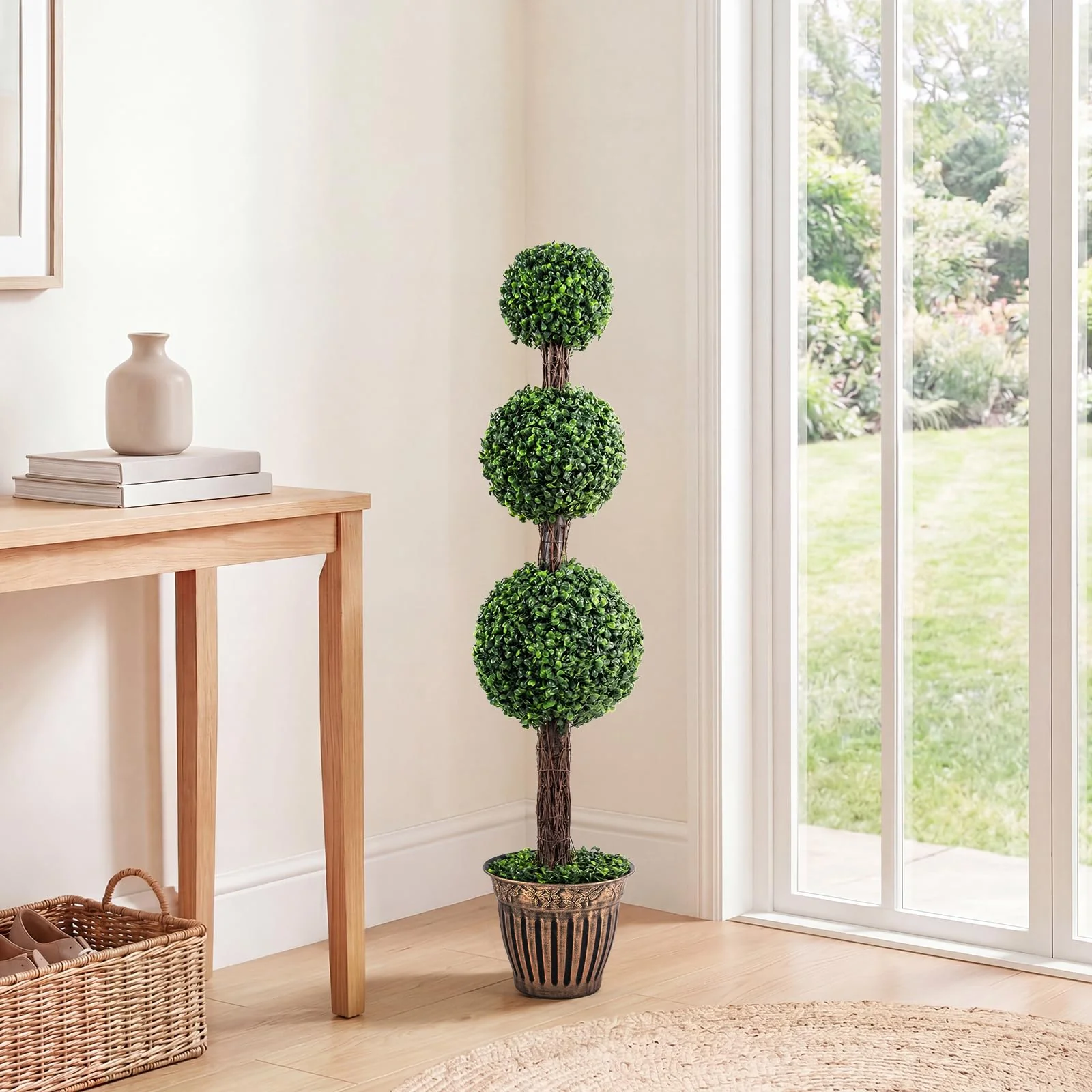 Goplus Artificial Triple Ball Boxwood Tree 4 FT Fake Topiary Tree(1/2) - Image 8