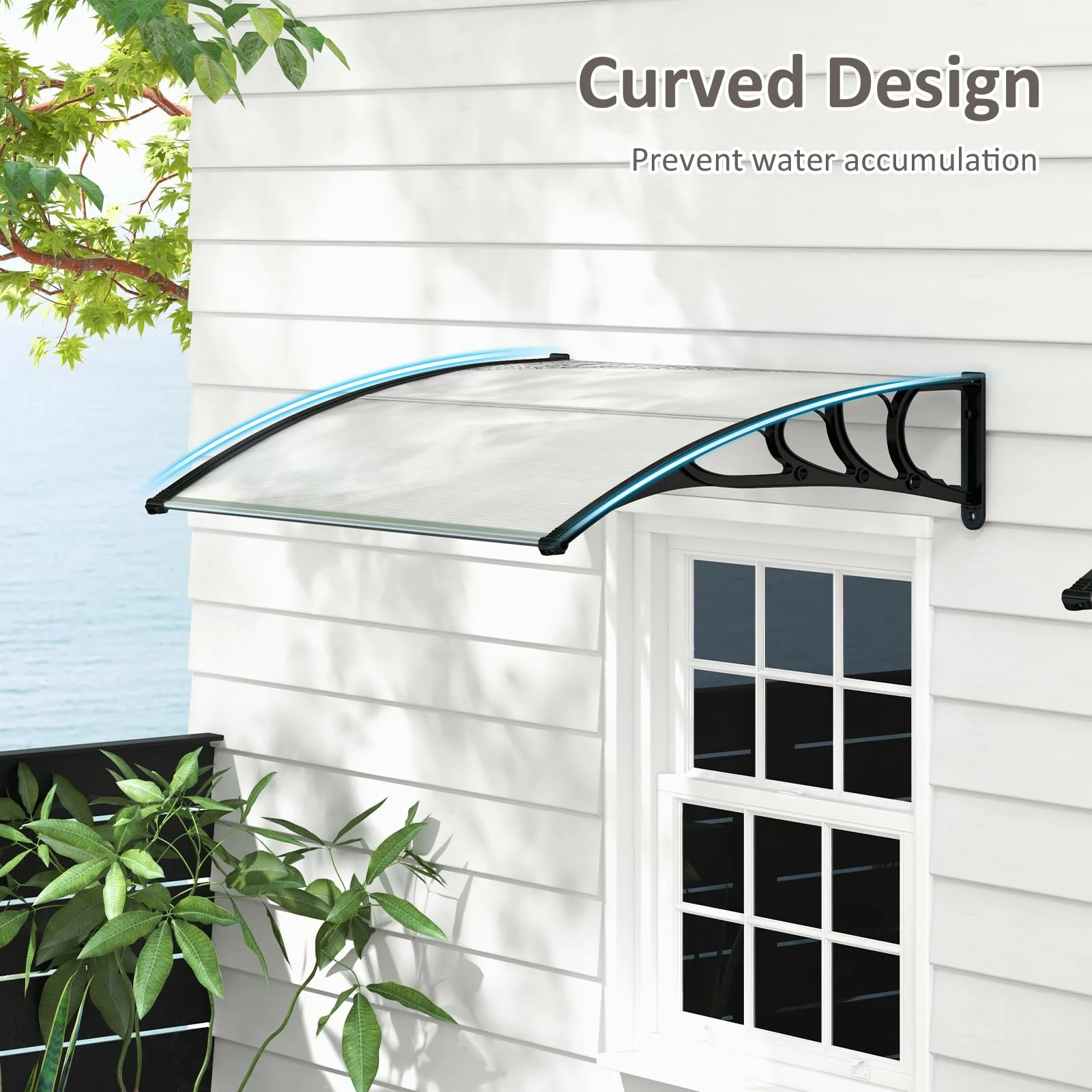 Goplus Awnings for Doors, 48" x 40" Window Awning with Rain Snow Sunlight UV Protection - Image 3