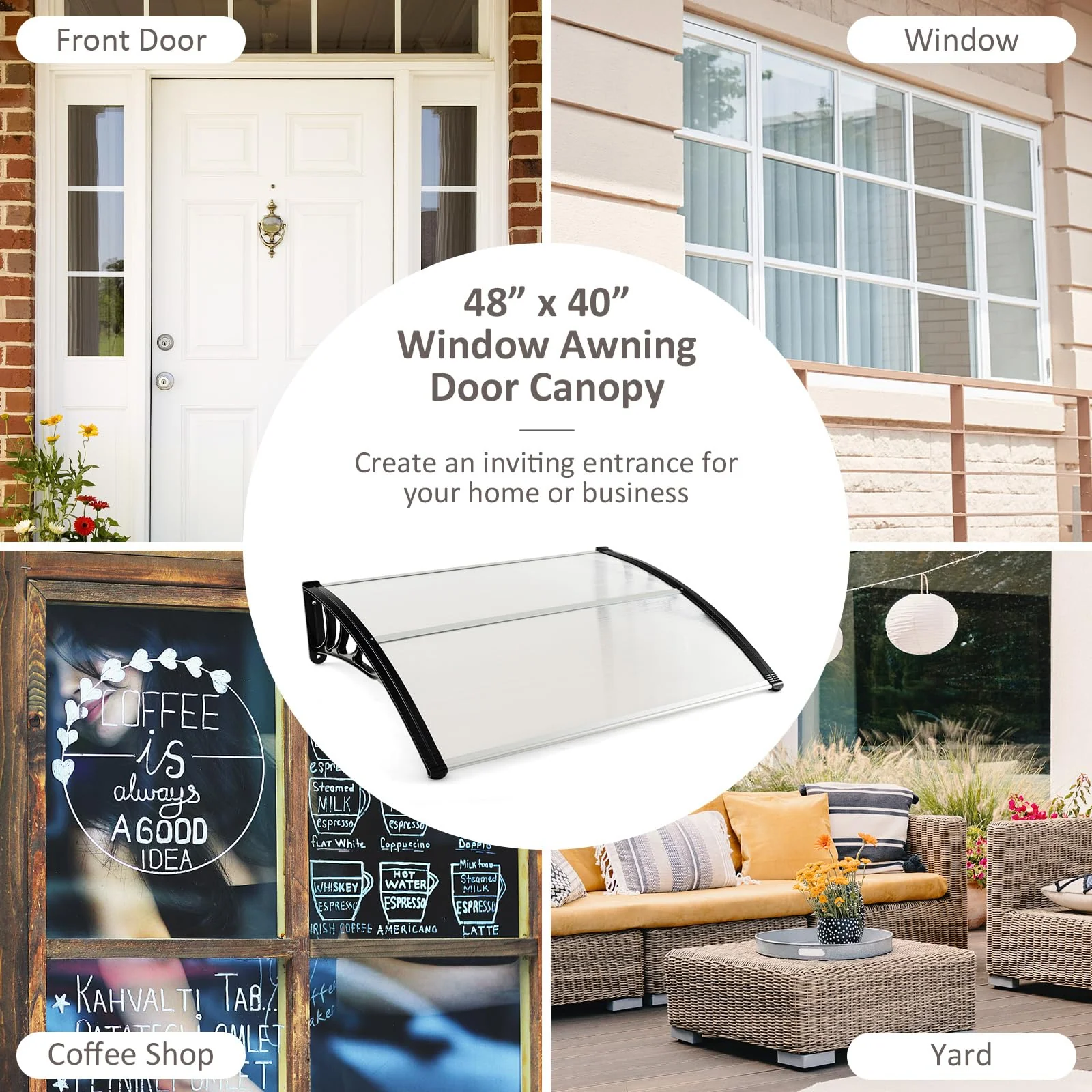 Goplus Awnings for Doors, 48" x 40" Window Awning with Rain Snow Sunlight UV Protection - Image 7