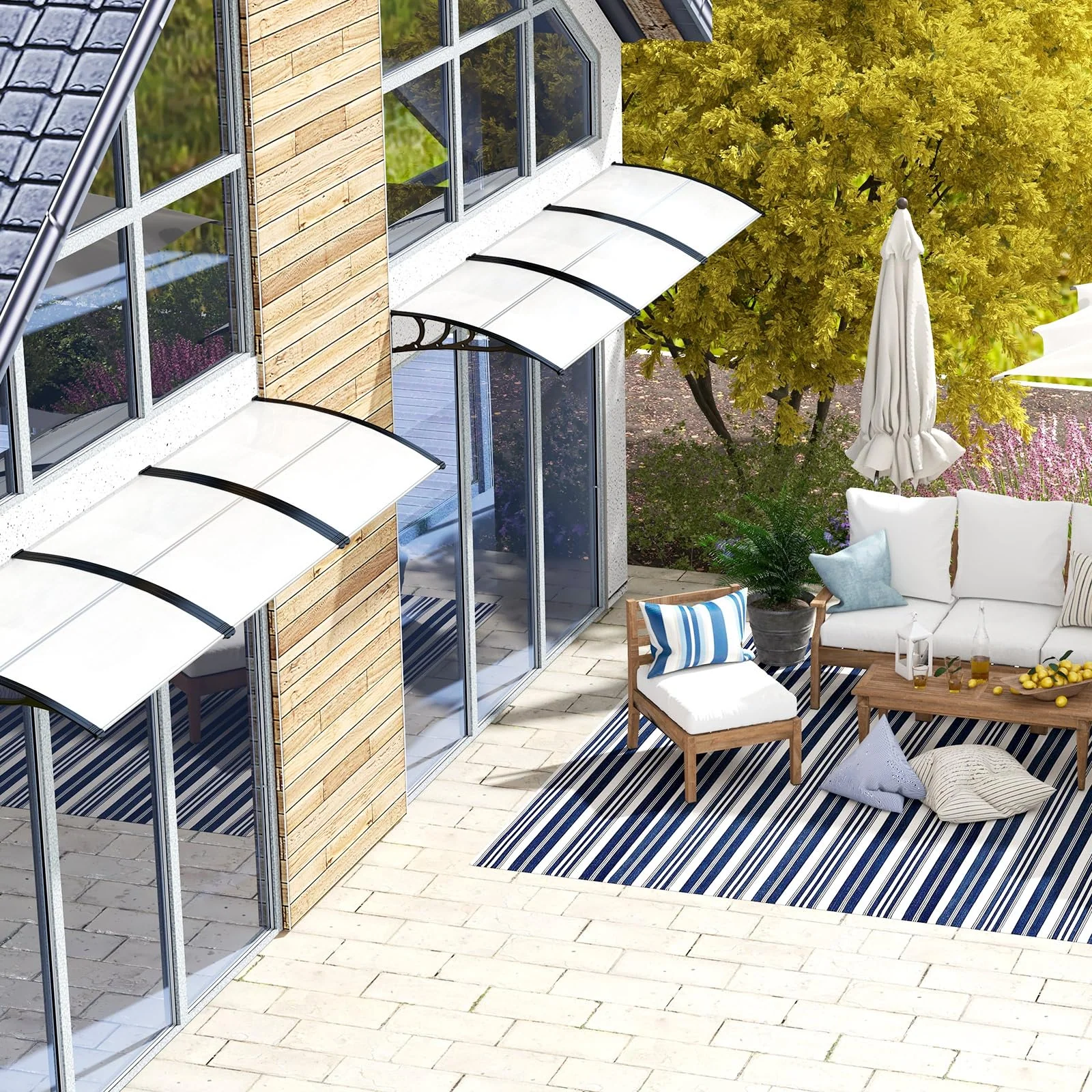 Goplus Awnings for Doors, 48" x 40" Window Awning with Rain Snow Sunlight UV Protection - Image 9