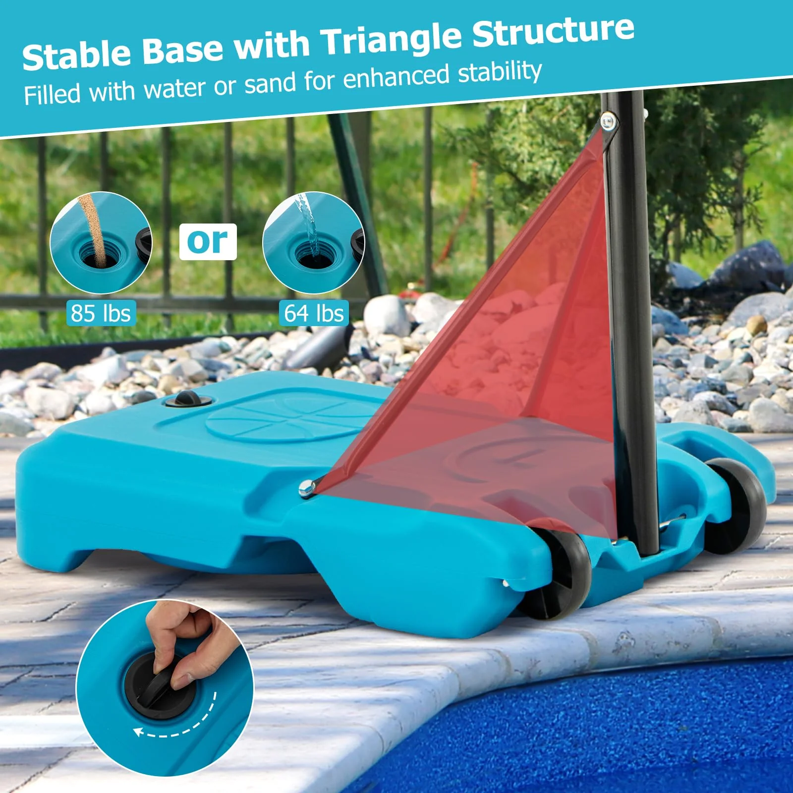 Goplus Basketball Hoop Outdoor, 3.8-4.4FT Height Adjustable Poolside Basketball Goal System - Image 5