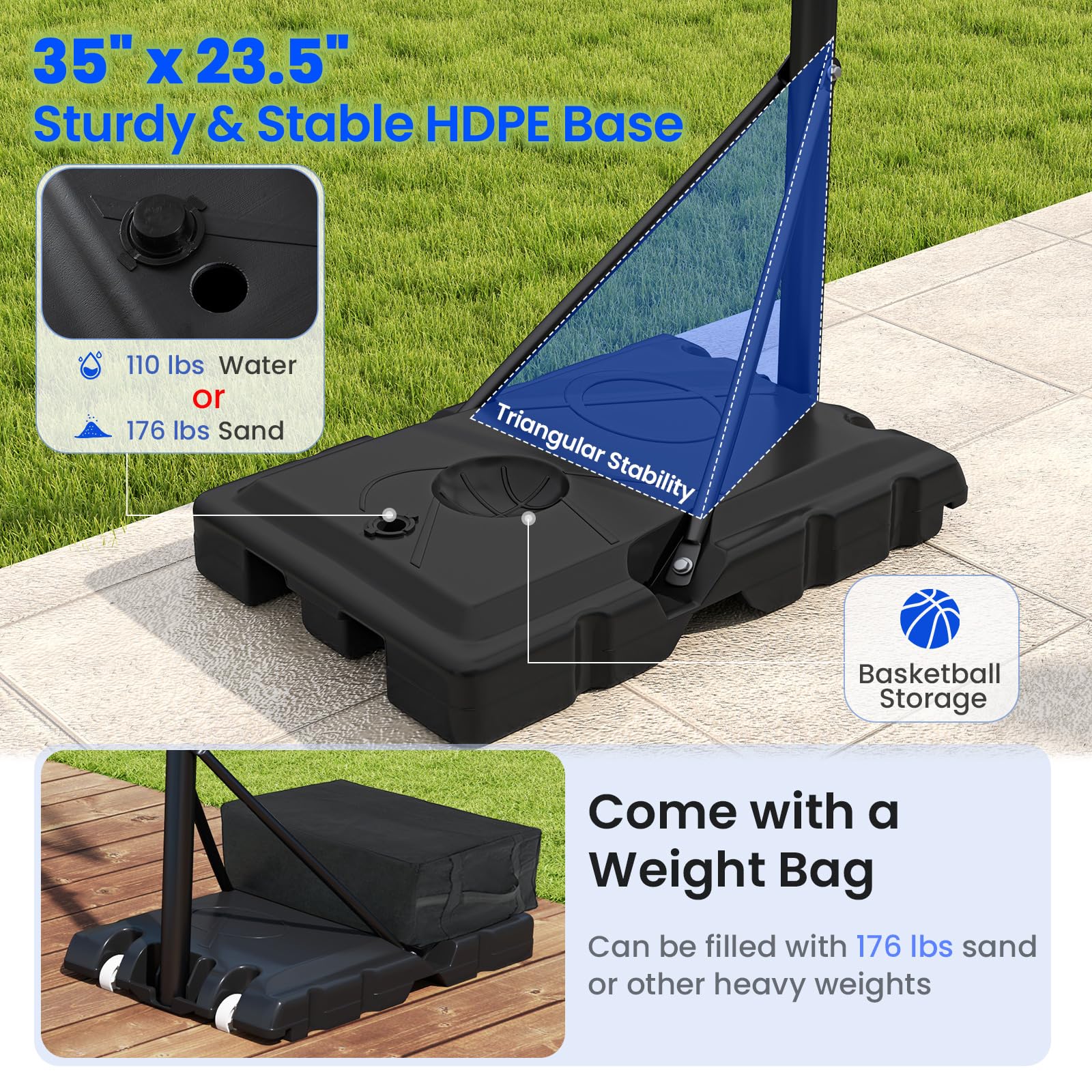 Goplus Basketball Hoop Outdoor, 4.1-10 FT Height Adjustable Basketball Goal System with 45 Inch Shatterproof PC Backboard - Image 5