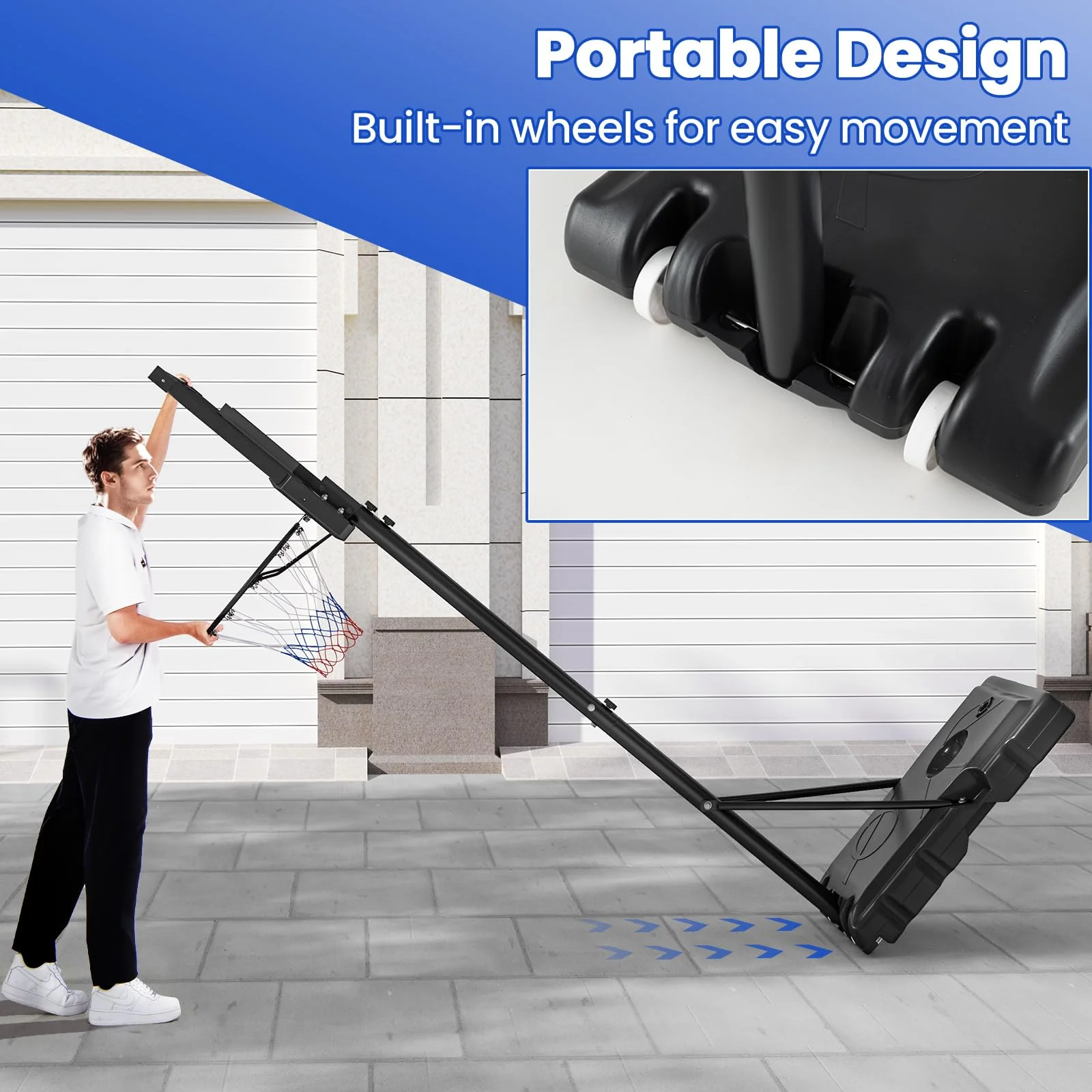 Goplus Basketball Hoop Outdoor, 4.1-10 FT Height Adjustable Basketball Goal System with 45 Inch Shatterproof PC Backboard - Image 7