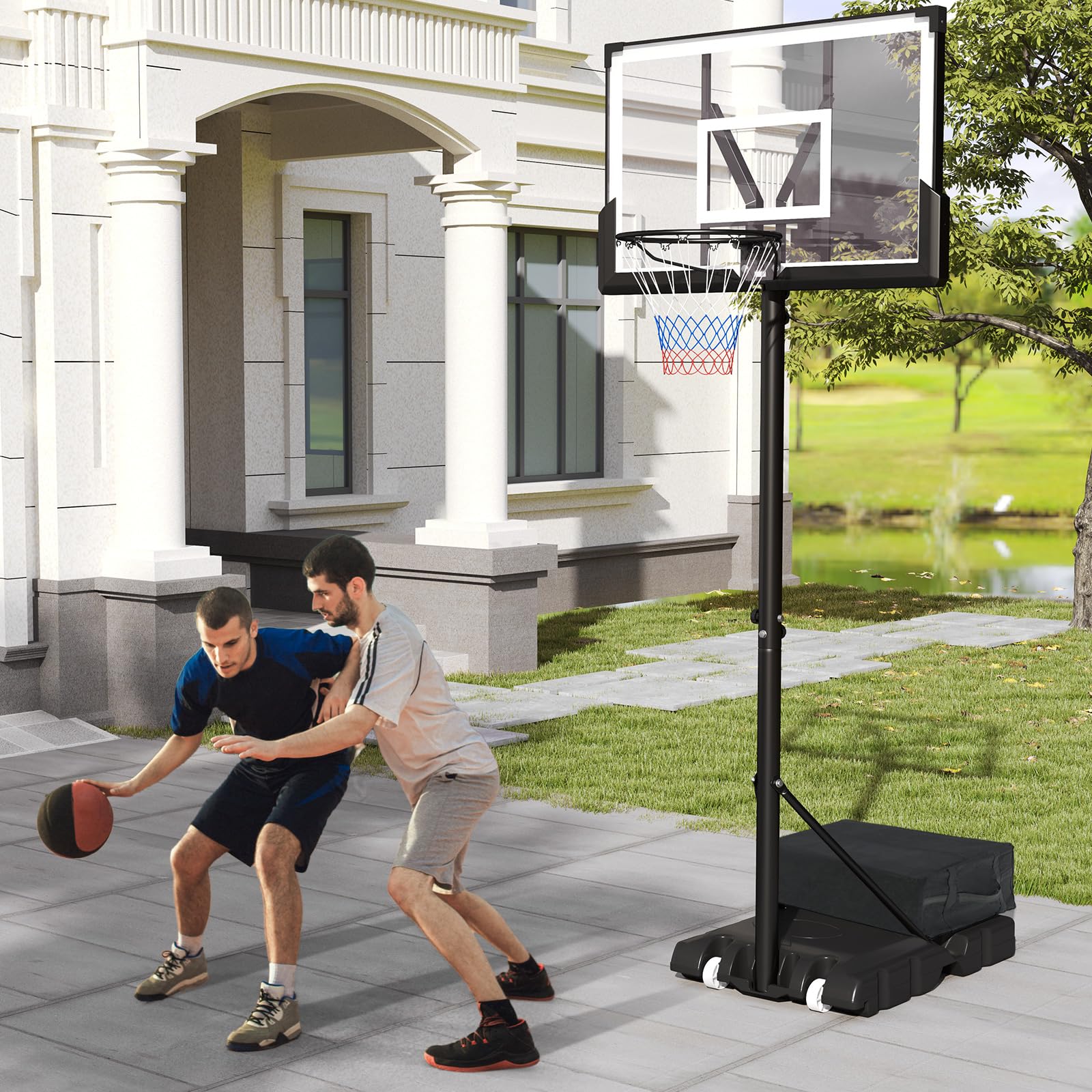 Goplus Basketball Hoop Outdoor, 4.1-10 FT Height Adjustable Basketball Goal System with 45 Inch Shatterproof PC Backboard - Image 8