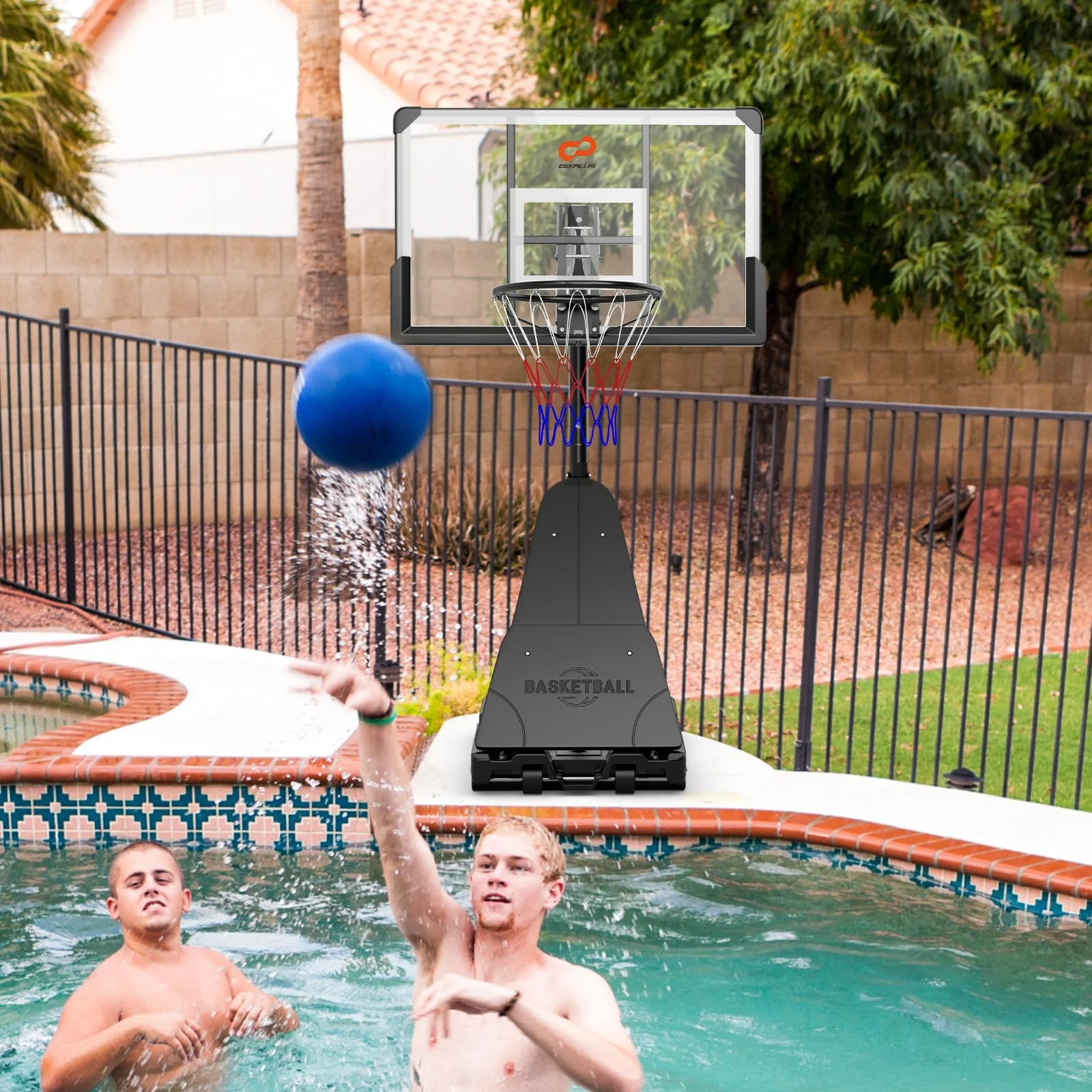 Goplus Basketball Hoop Outdoor, 4.9-10 FT Quickly Height Adjusted Basketball Goal System with 44 Inch PC Backboard - Image 9