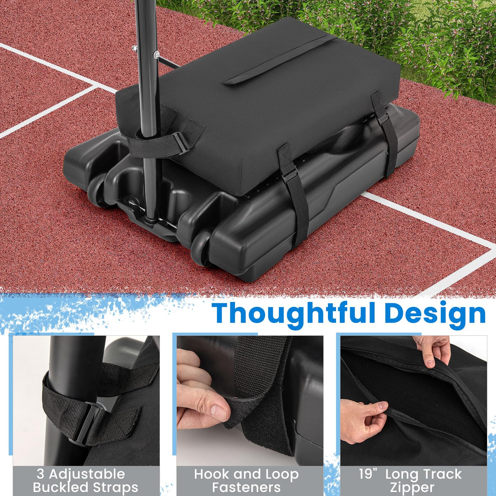 Goplus Basketball Hoop Sandbag, Indoor Outdoor Heavy Duty Weighted Bottom Anchor for Portable Basketball Hoops - Image 3