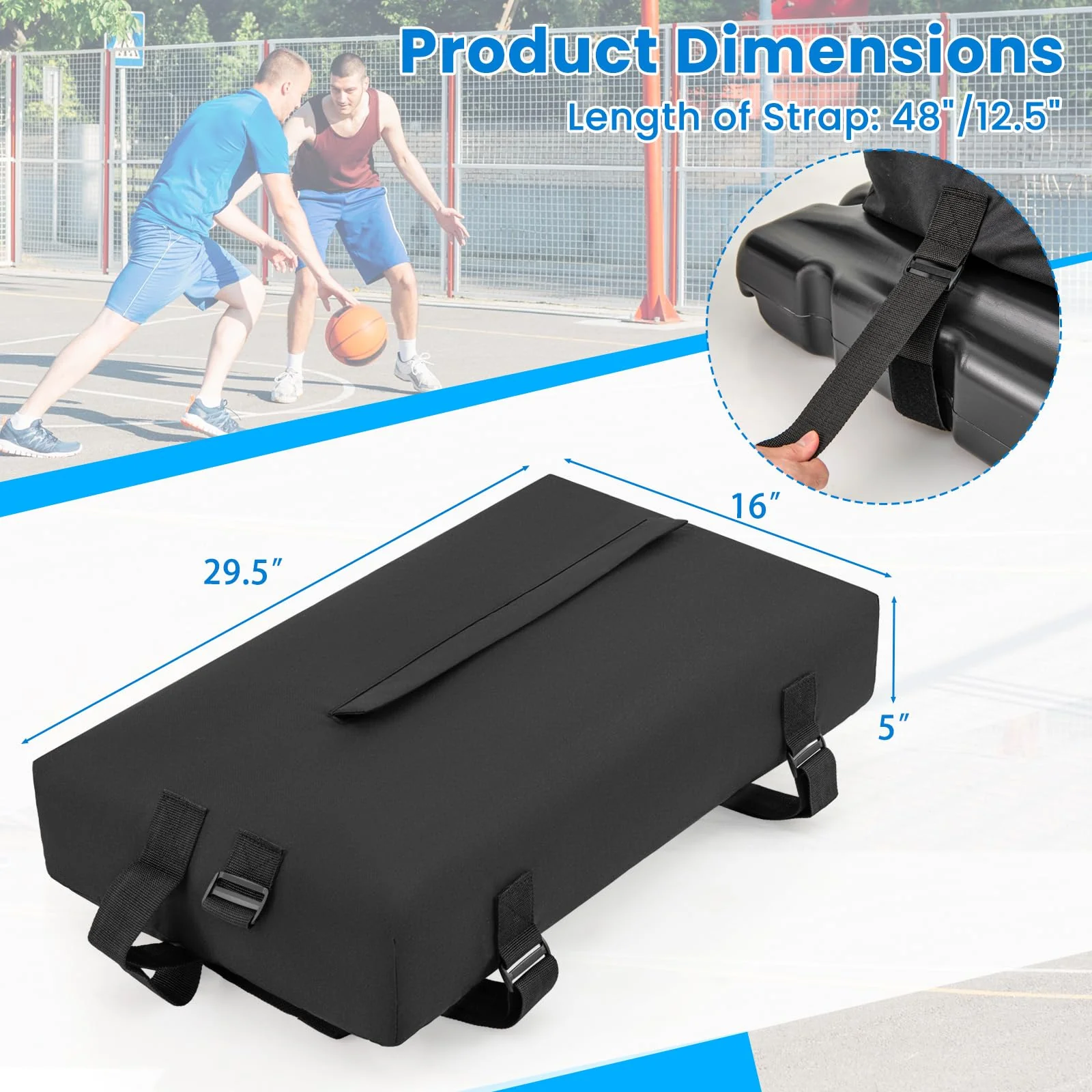 Goplus Basketball Hoop Sandbag, Indoor Outdoor Heavy Duty Weighted Bottom Anchor for Portable Basketball Hoops - Image 6