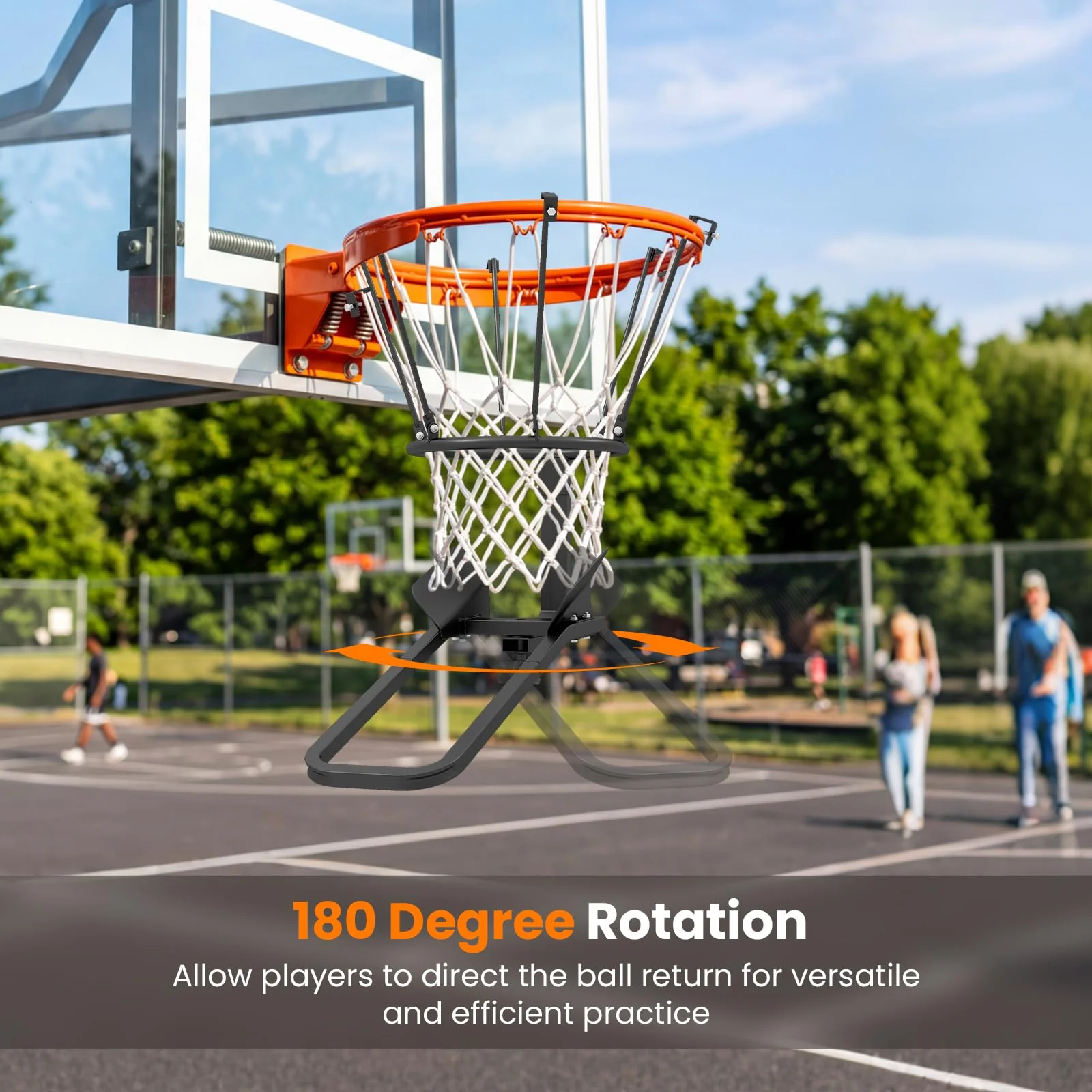 Goplus Basketball Return Attachment Heavy-Duty 180 Degree Rotatable Basketball Rebounder - Image 2