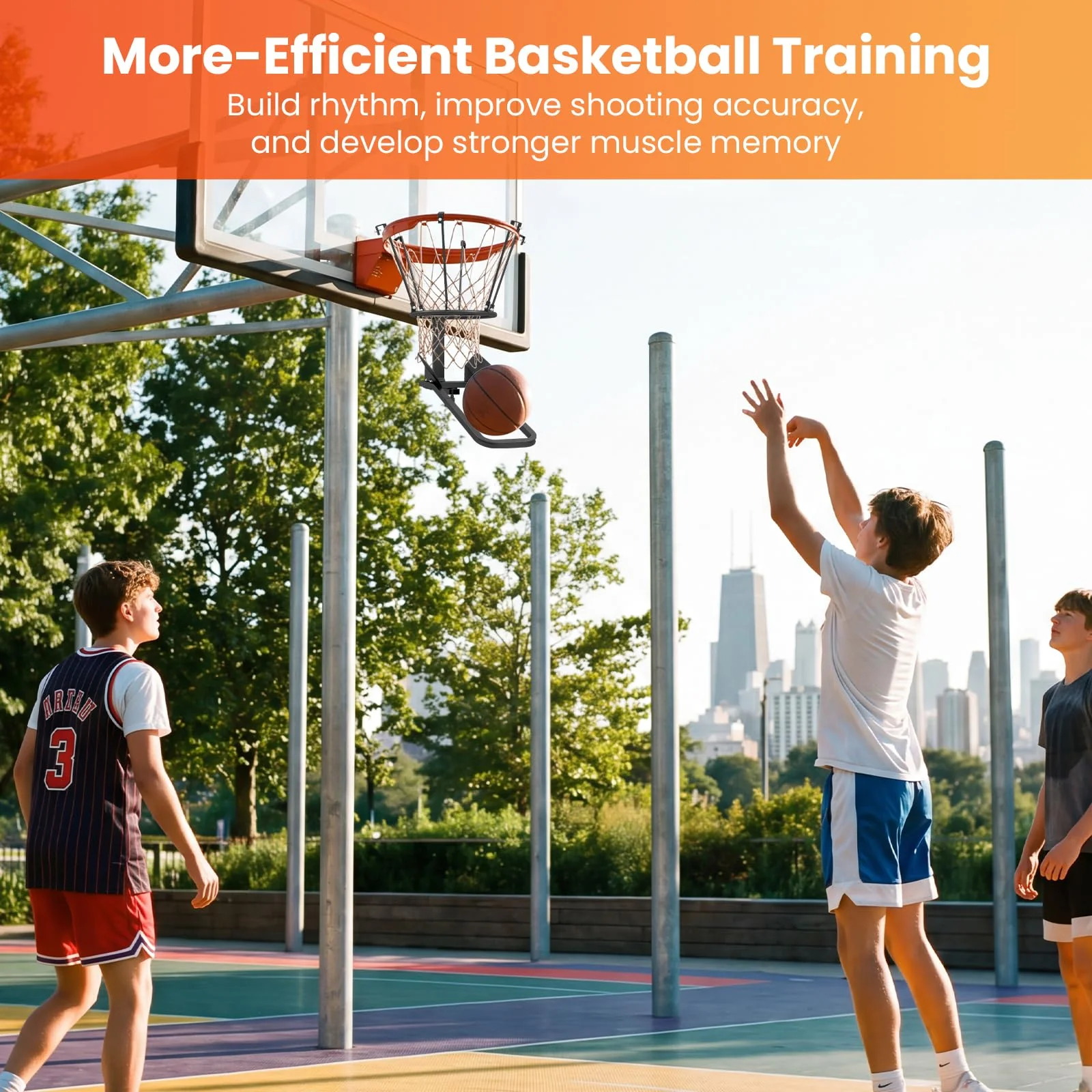 Goplus Basketball Return Attachment Heavy-Duty 180 Degree Rotatable Basketball Rebounder - Image 3