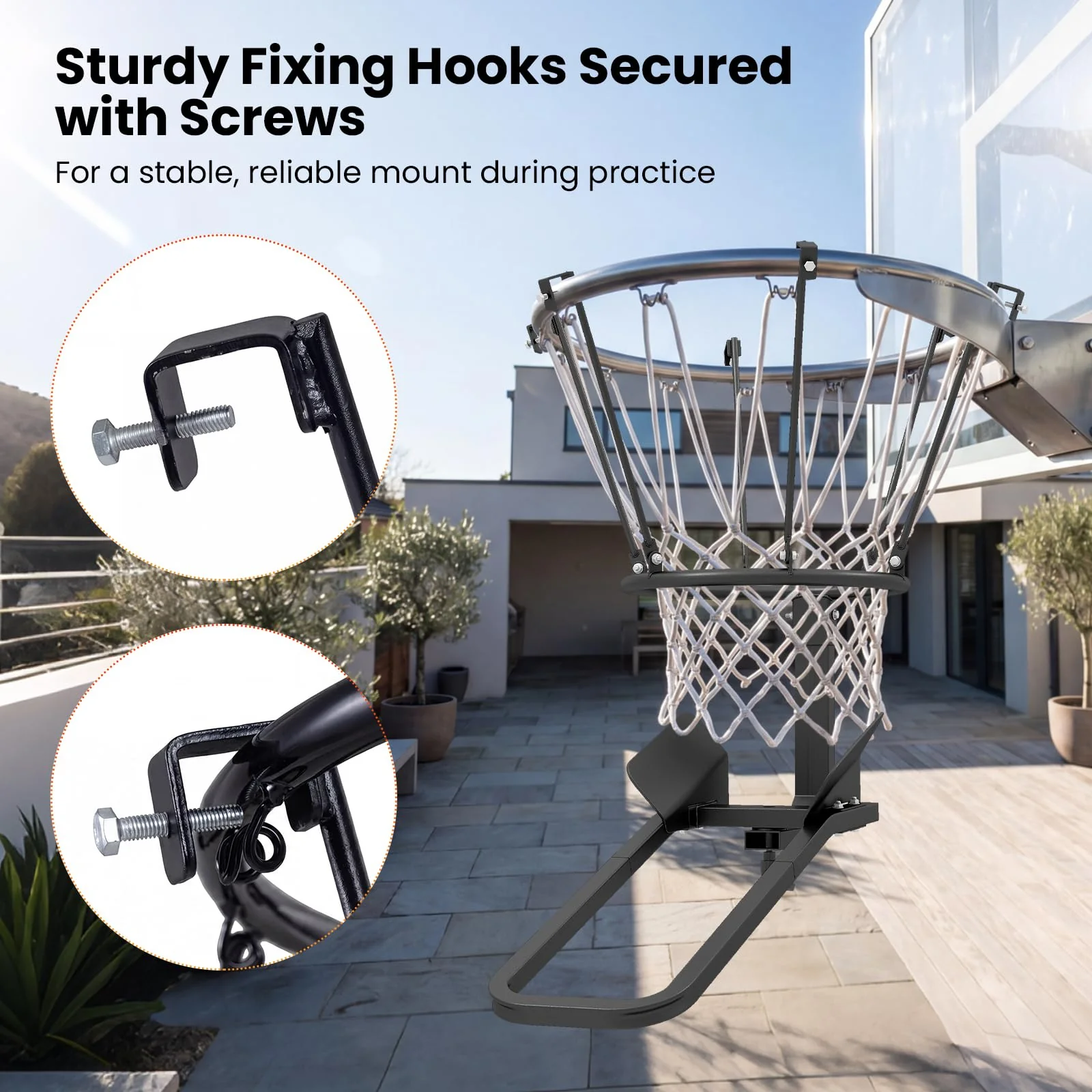 Goplus Basketball Return Attachment Heavy-Duty 180 Degree Rotatable Basketball Rebounder - Image 8
