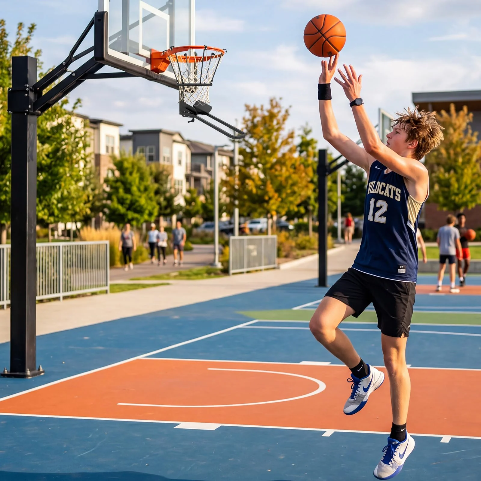 Goplus Basketball Return Attachment Heavy-Duty 180 Degree Rotatable Basketball Rebounder - Image 9