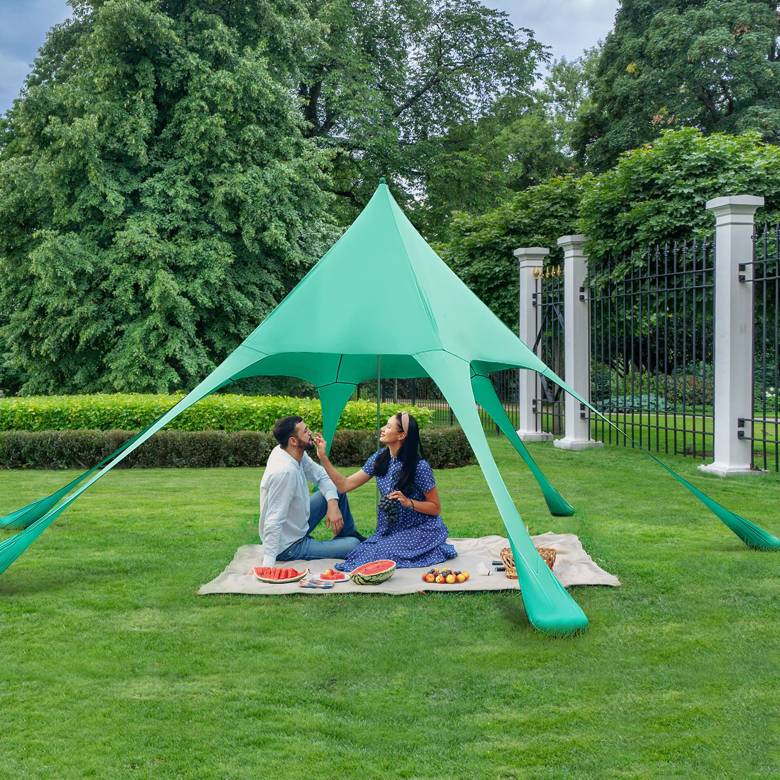 Goplus Beach Canopy, 20 x 20 FT Beach Shade with UPF50+ Sun Protection, Carrying Bag, Sand Shovel, Aluminum Pole, 6 Ground Stake - Image 17