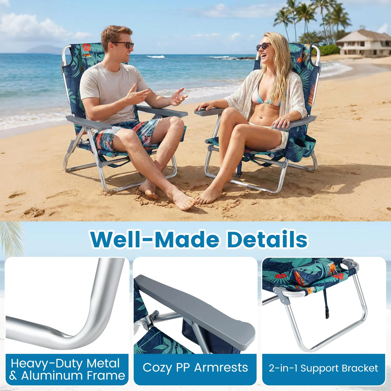 Goplus Beach Chairs Portable Folding Backpack Recliners(2/4) - Image 5