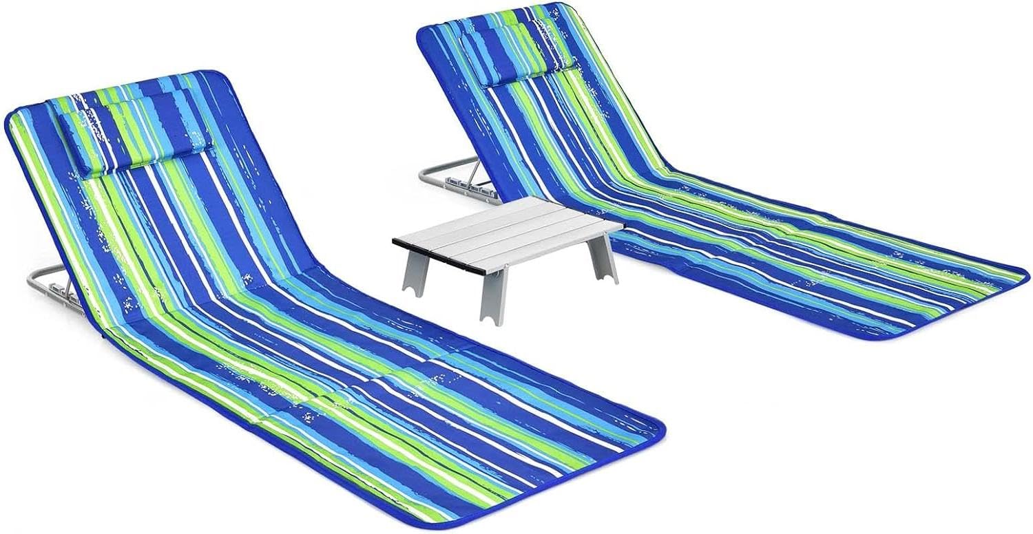 Goplus Beach Chairs with Side Table - Image 10