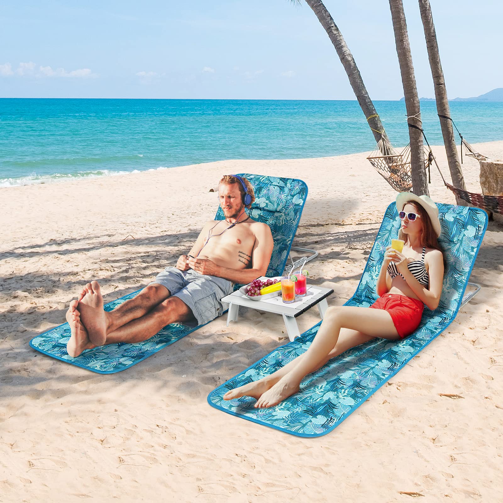 Goplus Beach Chairs with Side Table - Image 2