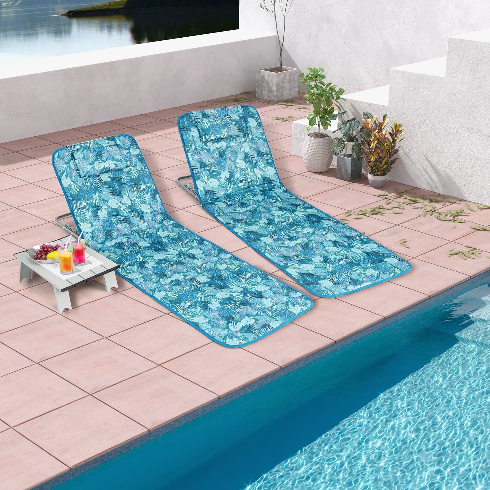 Goplus Beach Chairs with Side Table - Image 3