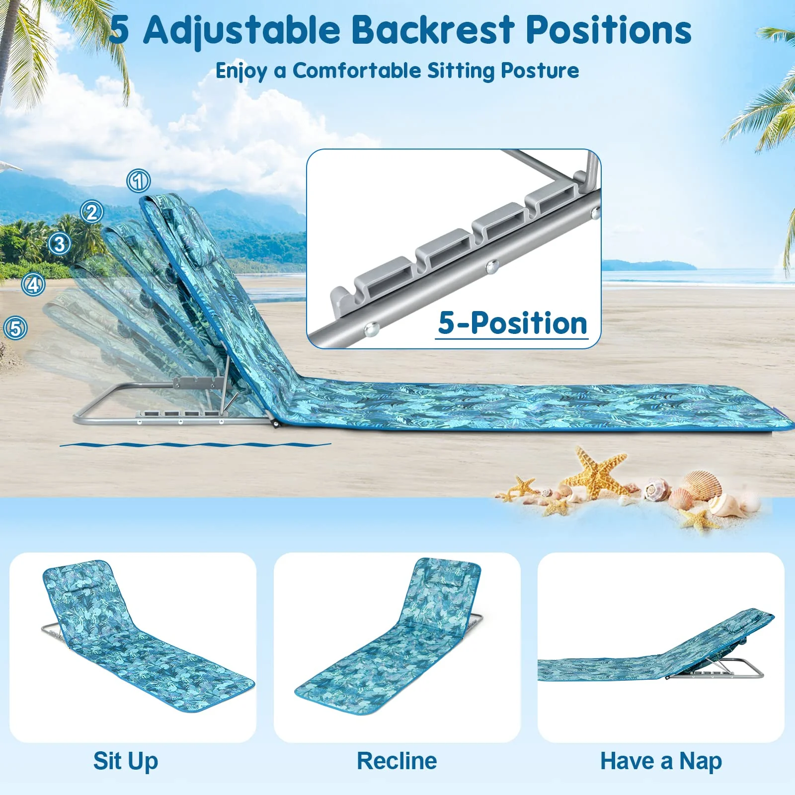 Goplus Beach Chairs with Side Table - Image 5