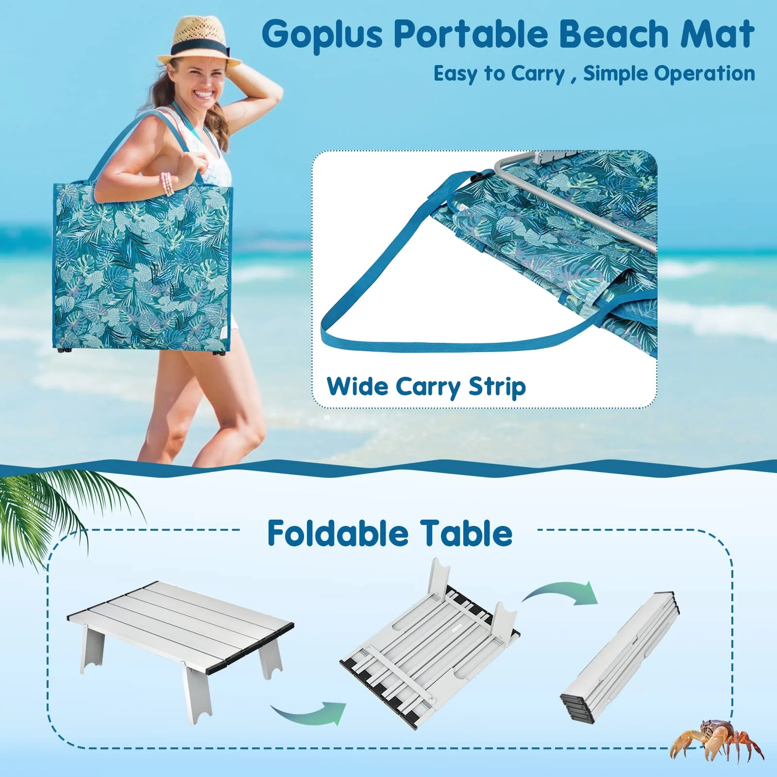 Goplus Beach Chairs with Side Table - Image 6