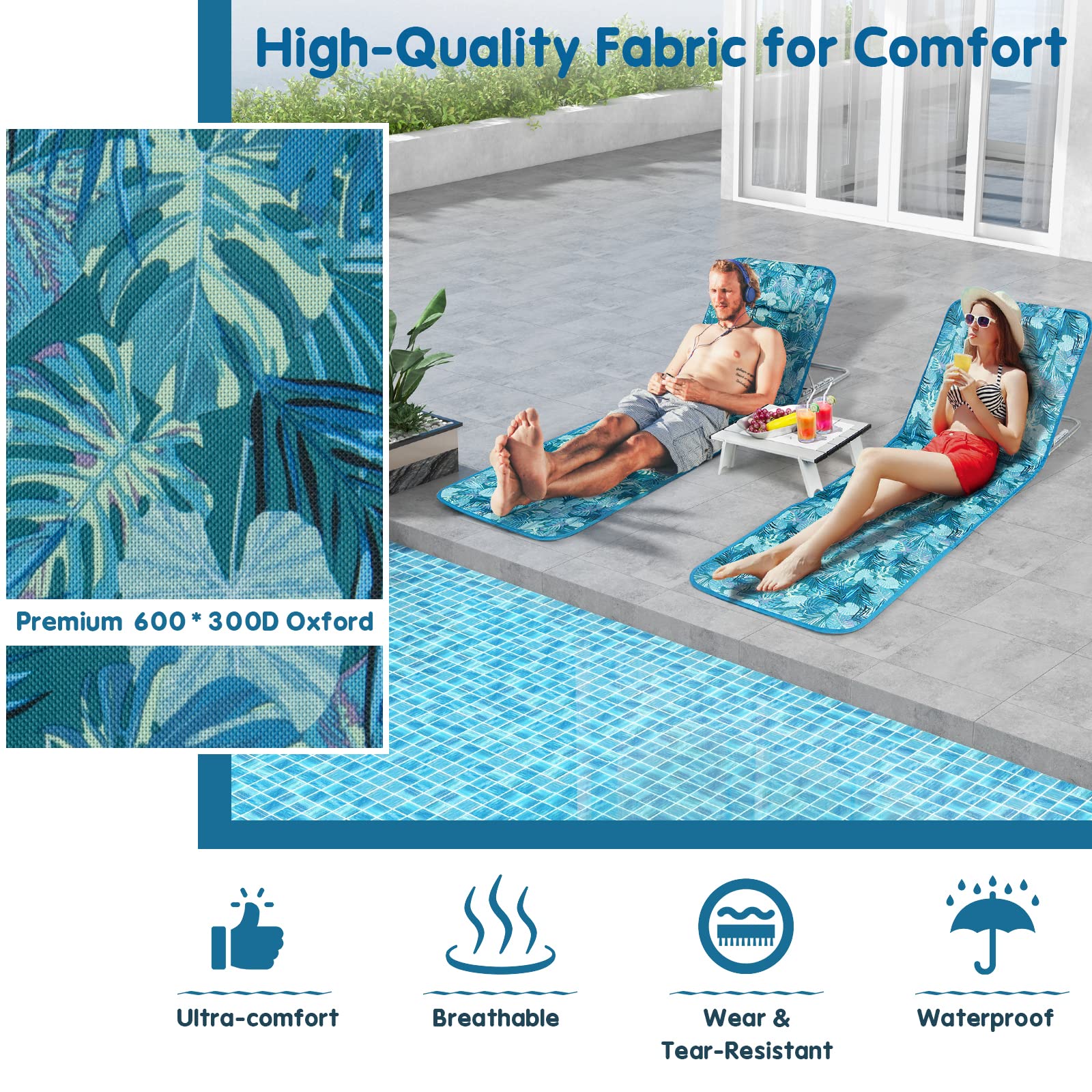 Goplus Beach Chairs with Side Table - Image 7
