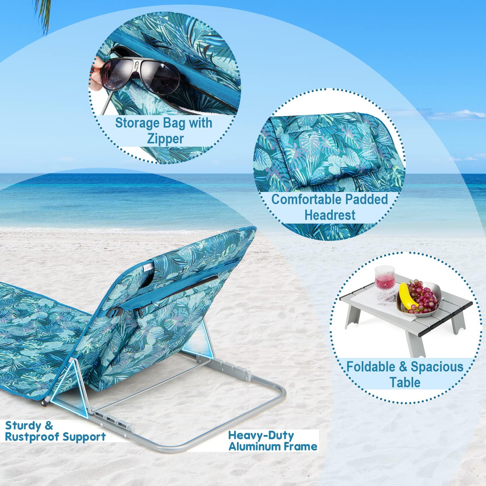 Goplus Beach Chairs with Side Table - Image 8