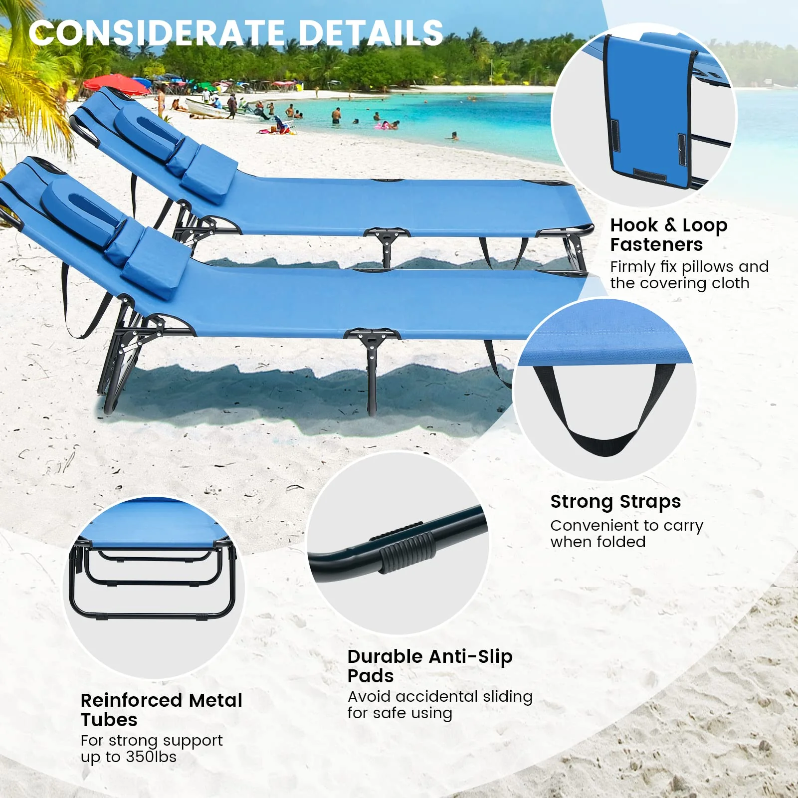 Goplus Beach Chaise Lounge Chair - Image 9