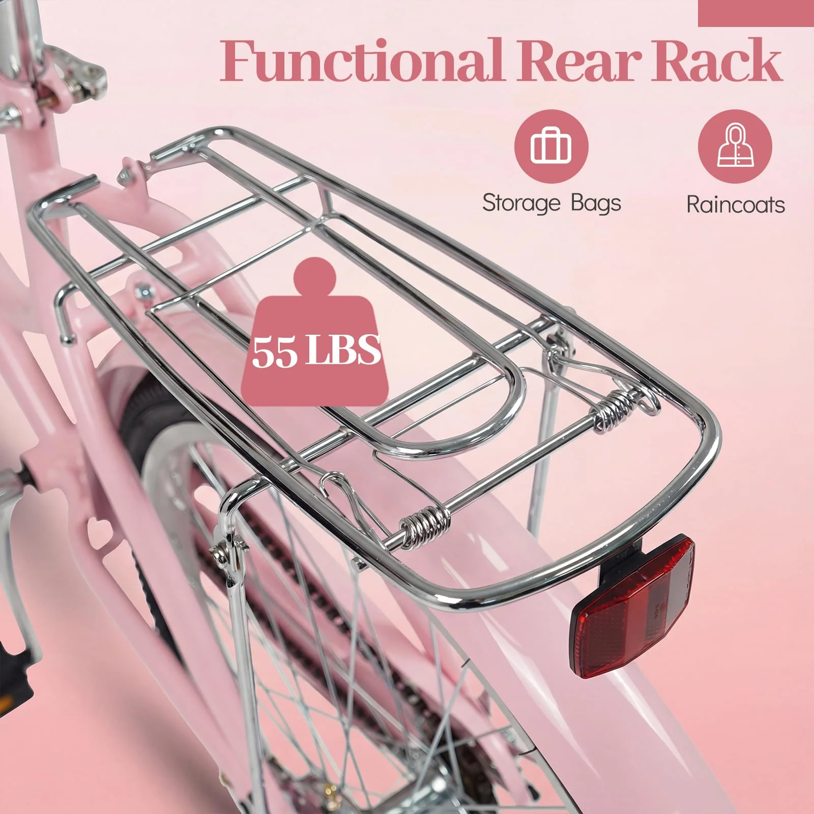 Goplus Beach Cruiser Bike with Basket Rear Rack Bell for Teens Adults Ladies - Image 4