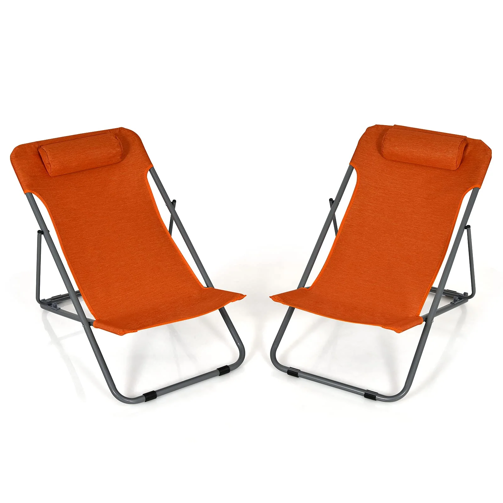Goplus Beach Sling Chair for Adults, 2 Pcs Portable Folding Camping Chair - Image 10