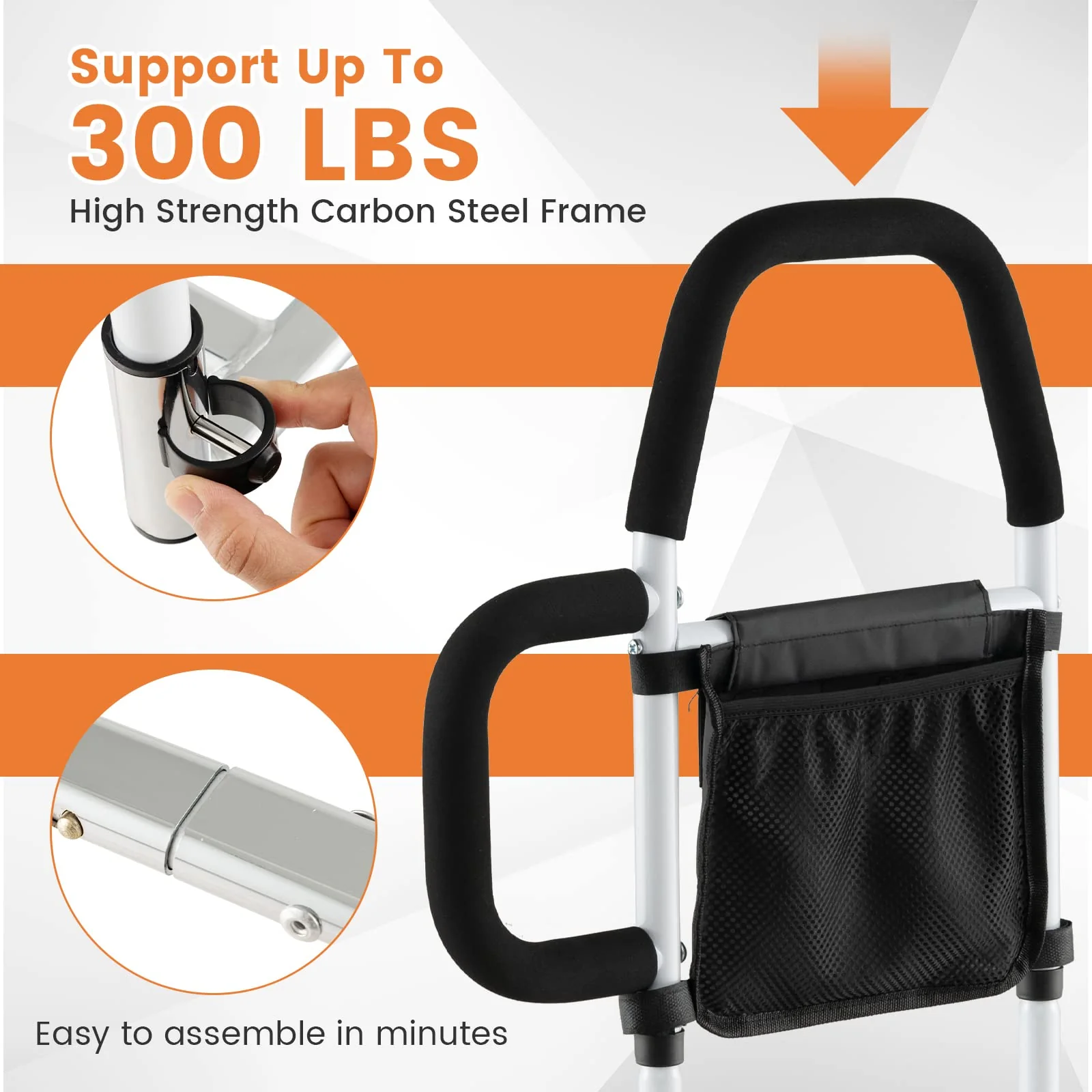 Goplus Bed Rails for Elderly Adults, Medical Bed Support Bar Mobility Assistant - Image 3