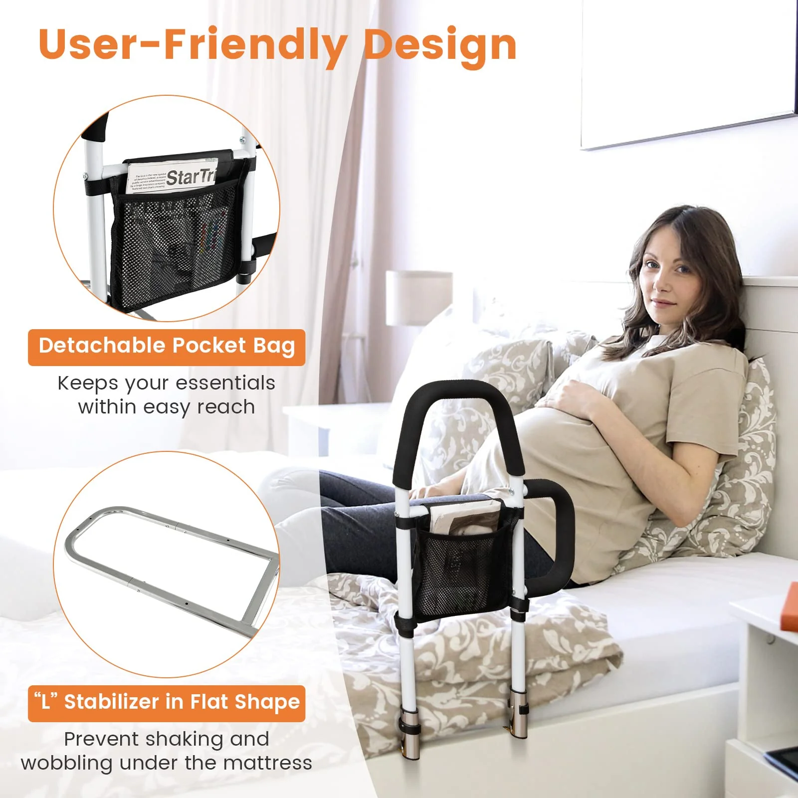 Goplus Bed Rails for Elderly Adults, Medical Bed Support Bar Mobility Assistant - Image 4