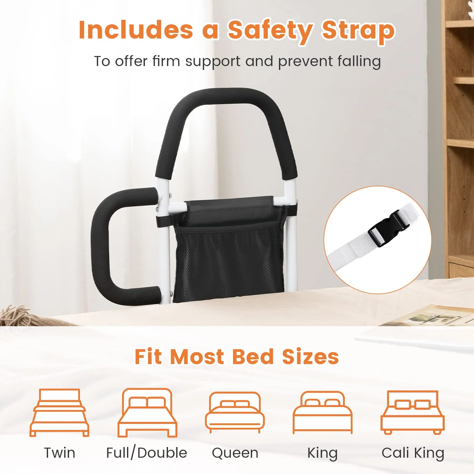 Goplus Bed Rails for Elderly Adults, Medical Bed Support Bar Mobility Assistant - Image 5