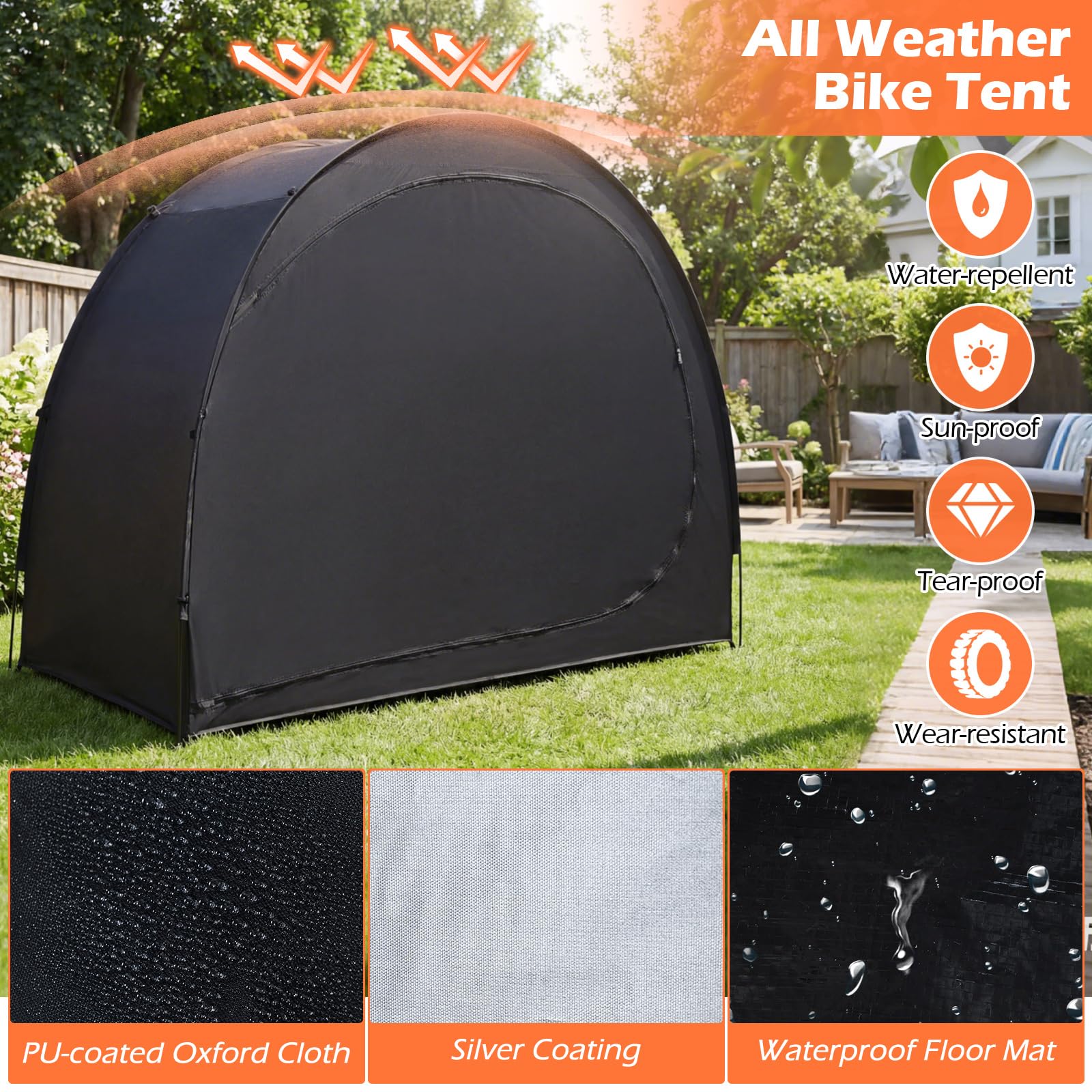 Goplus Bike Storage Tent Portable Bicycle Shed(6.9 X 4 Ft) - Image 4