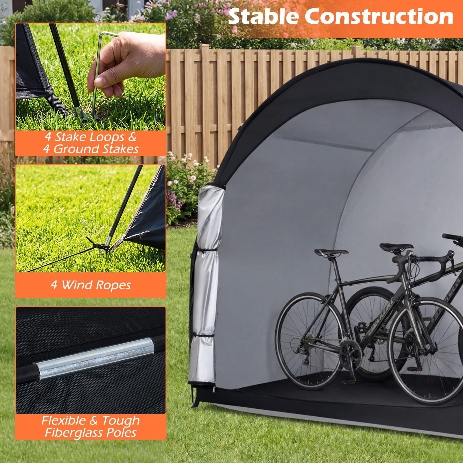 Goplus Bike Storage Tent Portable Bicycle Shed(6.9 X 4 Ft) - Image 6