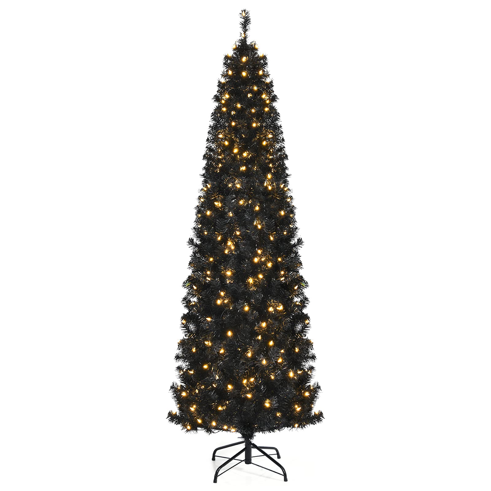 Goplus Black Pencil Christmas Tree, Pre-lit Artificial Halloween Tree - Image 10