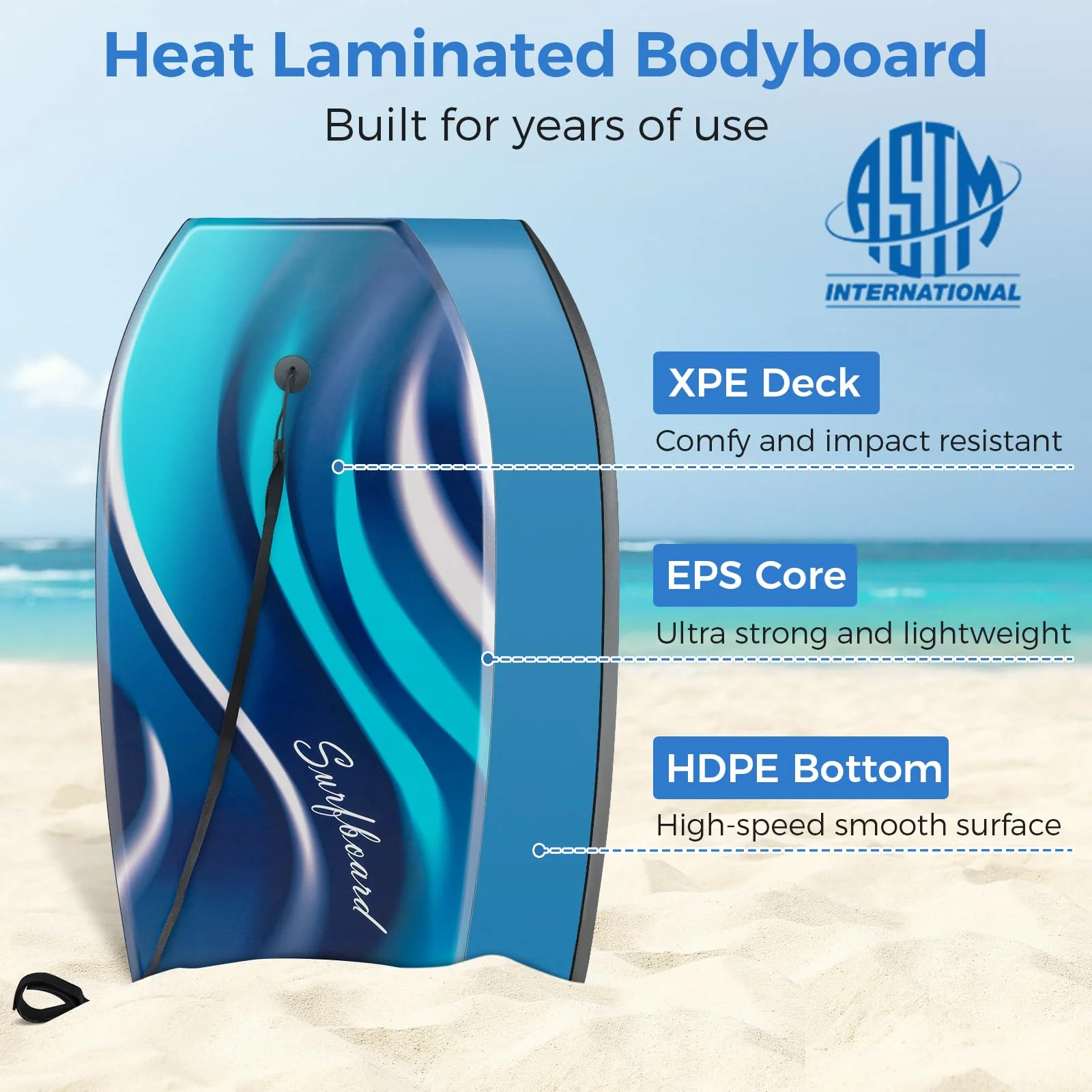 Goplus Boogie Boards for Beach, 33"/37"/41" Lightweight Body Board, Bodyboard for Kids Adults Surfing - Image 4