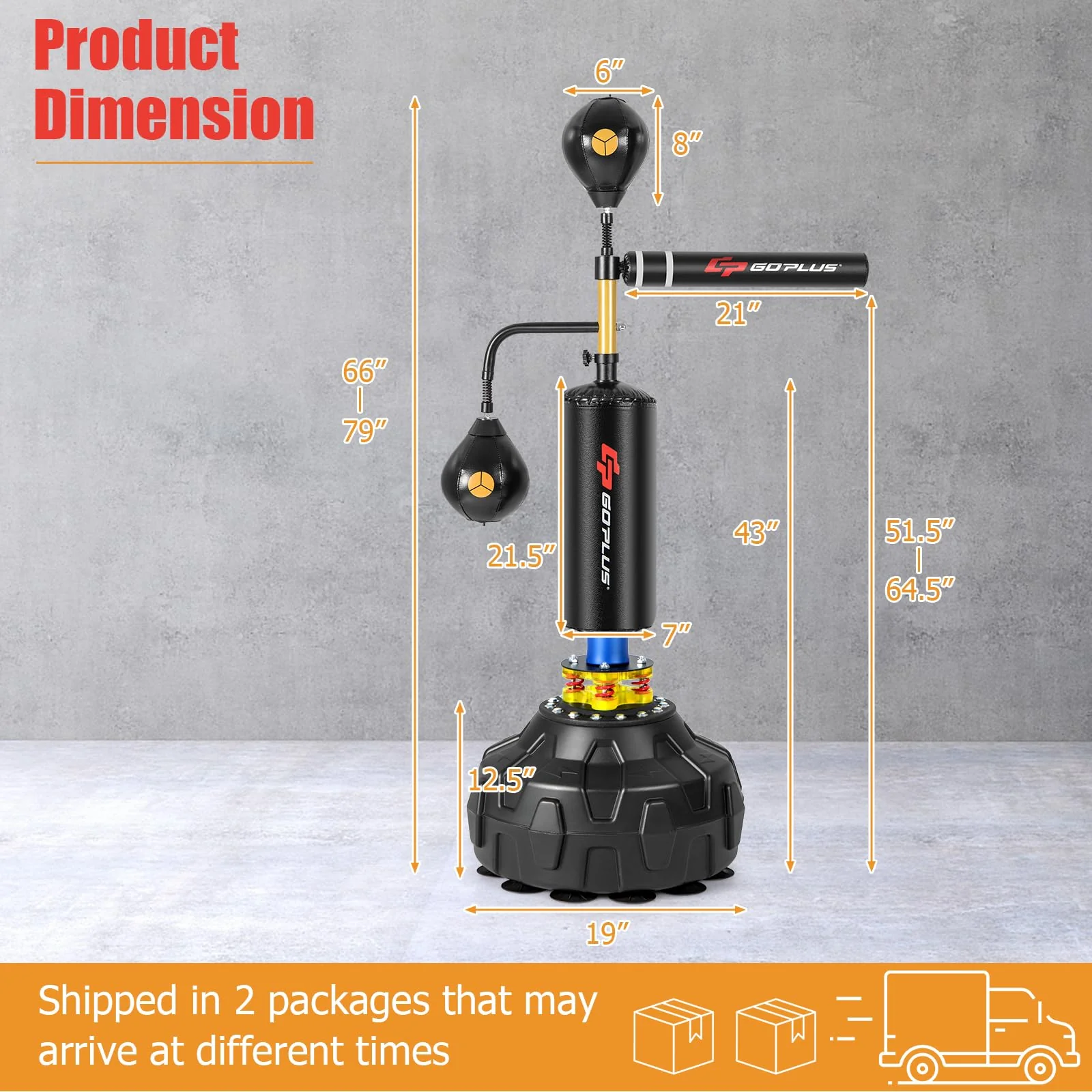Goplus Boxing Speed Trainer, Freestanding Punching Bag 360-degree Spinning Bar with 2 Reflex Speed Balls - Image 7