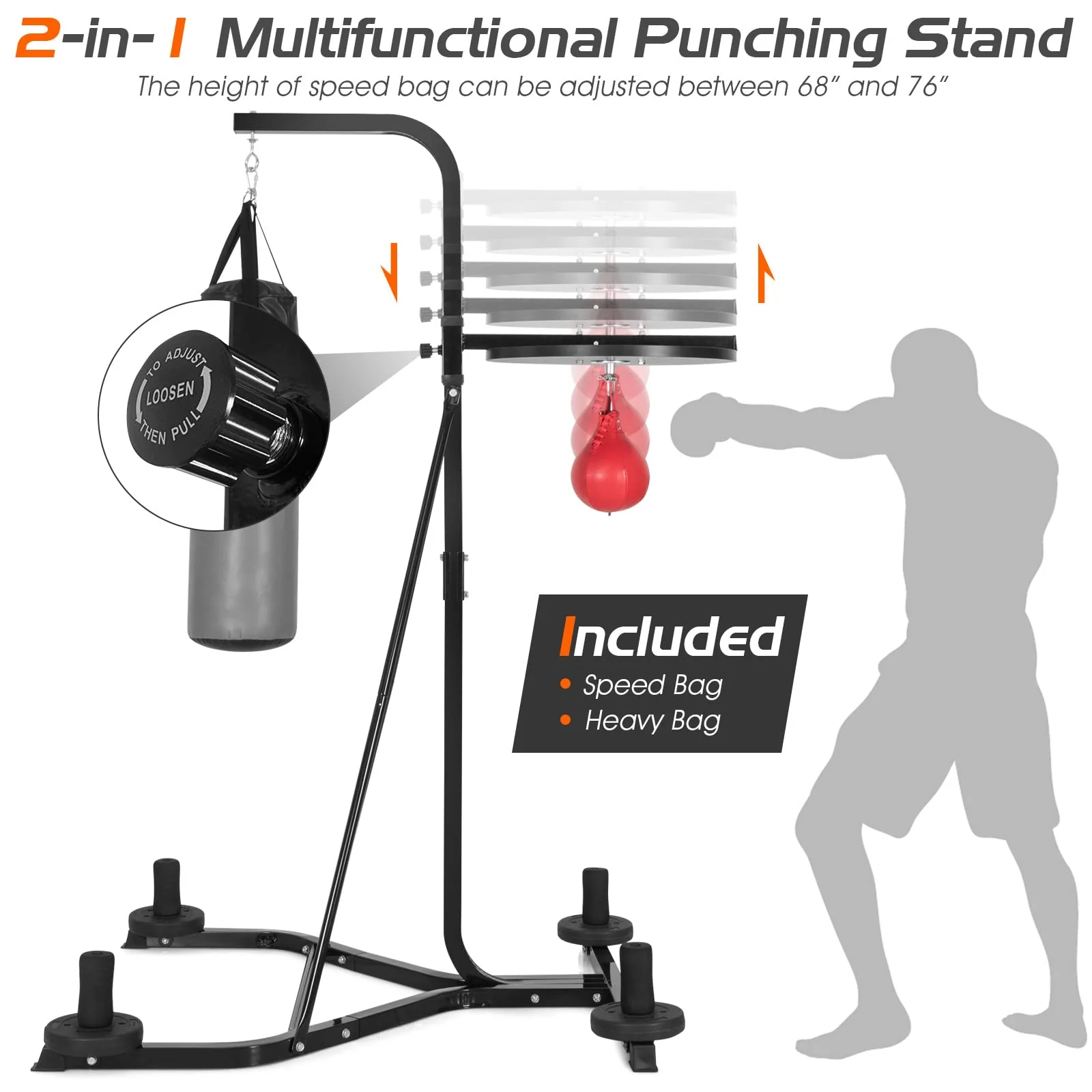 Goplus Boxing Stand for Heavy Bag and Speed Bag - Image 3