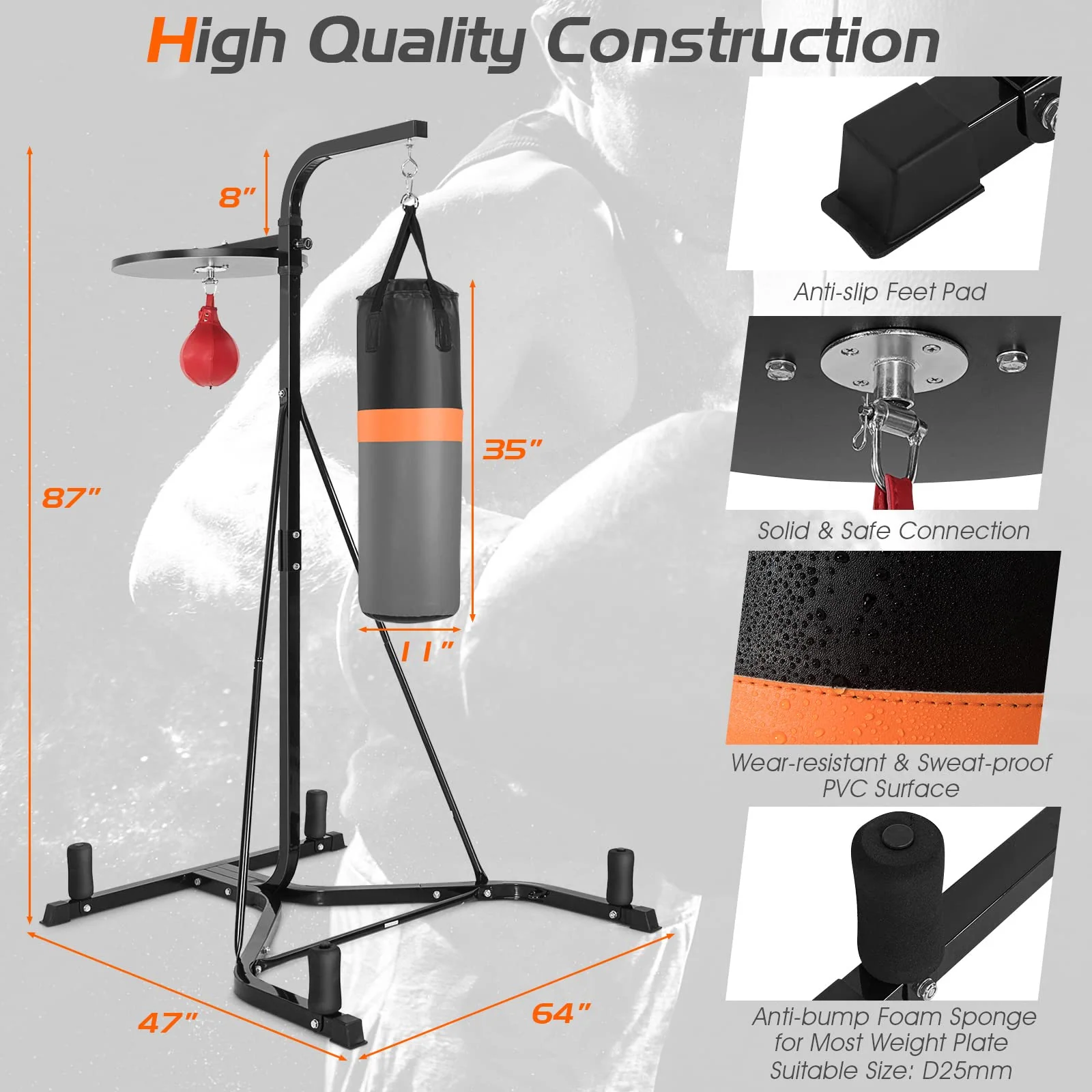 Goplus Boxing Stand for Heavy Bag and Speed Bag - Image 7