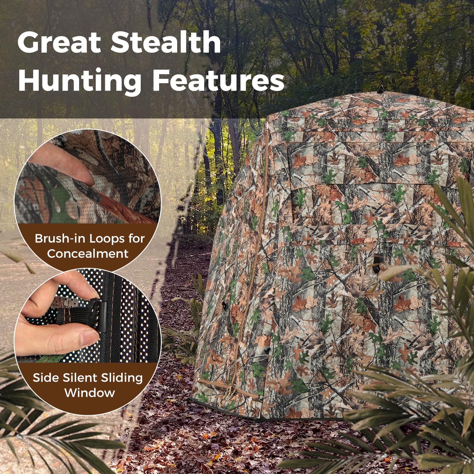 Goplus Camouflage Hunting Blind, One-Way See-Through Hunting Tent w/360° Viewing Range - Image 5