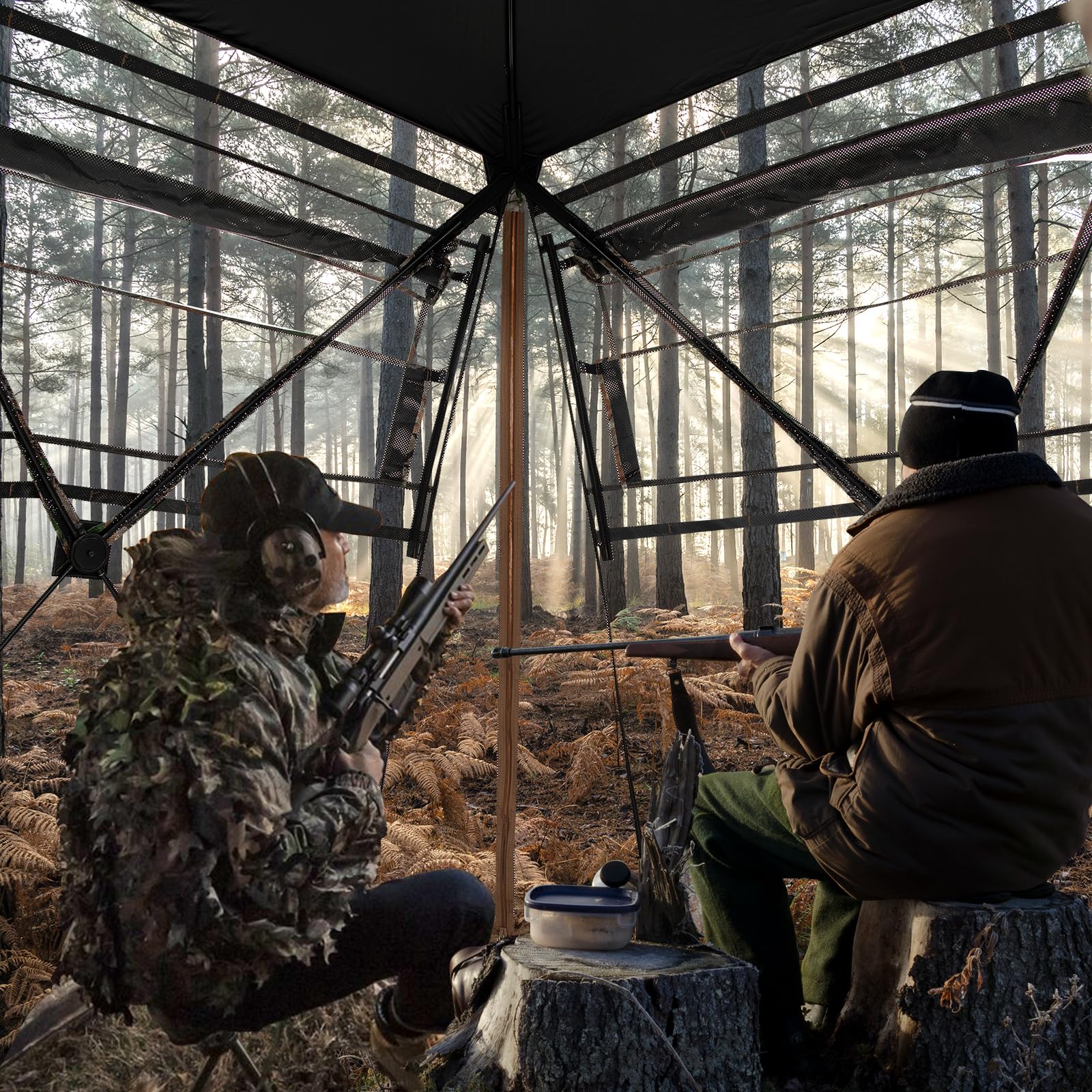 Goplus Camouflage Hunting Blind, One-Way See-Through Hunting Tent w/360° Viewing Range - Image 9