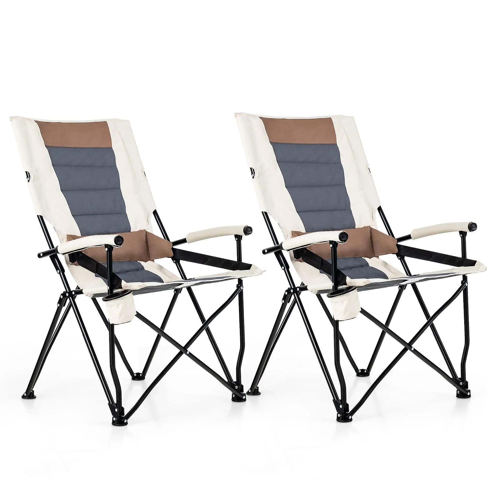 Goplus Camping Chairs, Portable Lumbar Back Beach Chair, Folding Chair for Outside, Fishing, Hiking, Picnic - Image 9