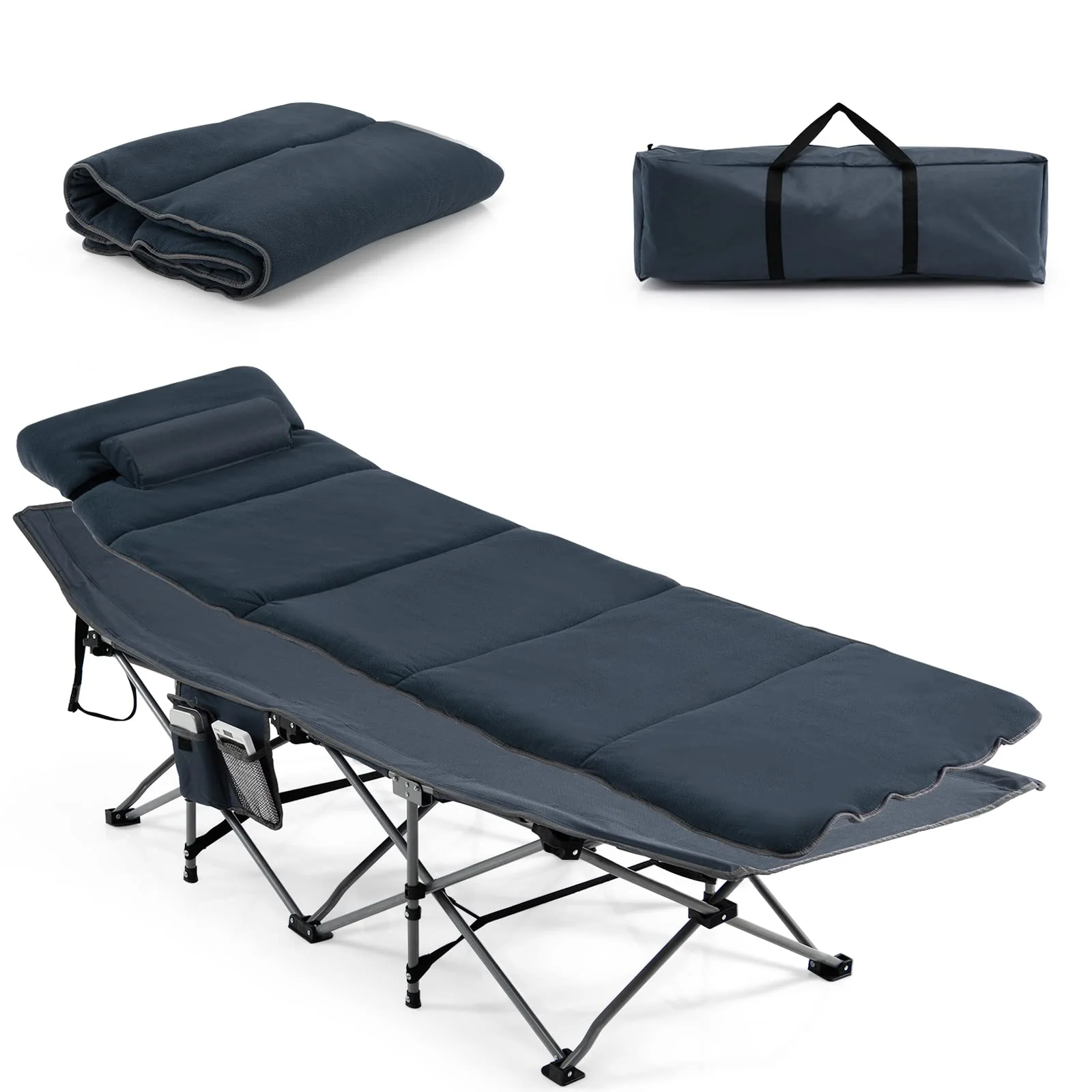 Goplus Camping Cot, Folding Camping Cot with Mattress, Pillow - Image 10